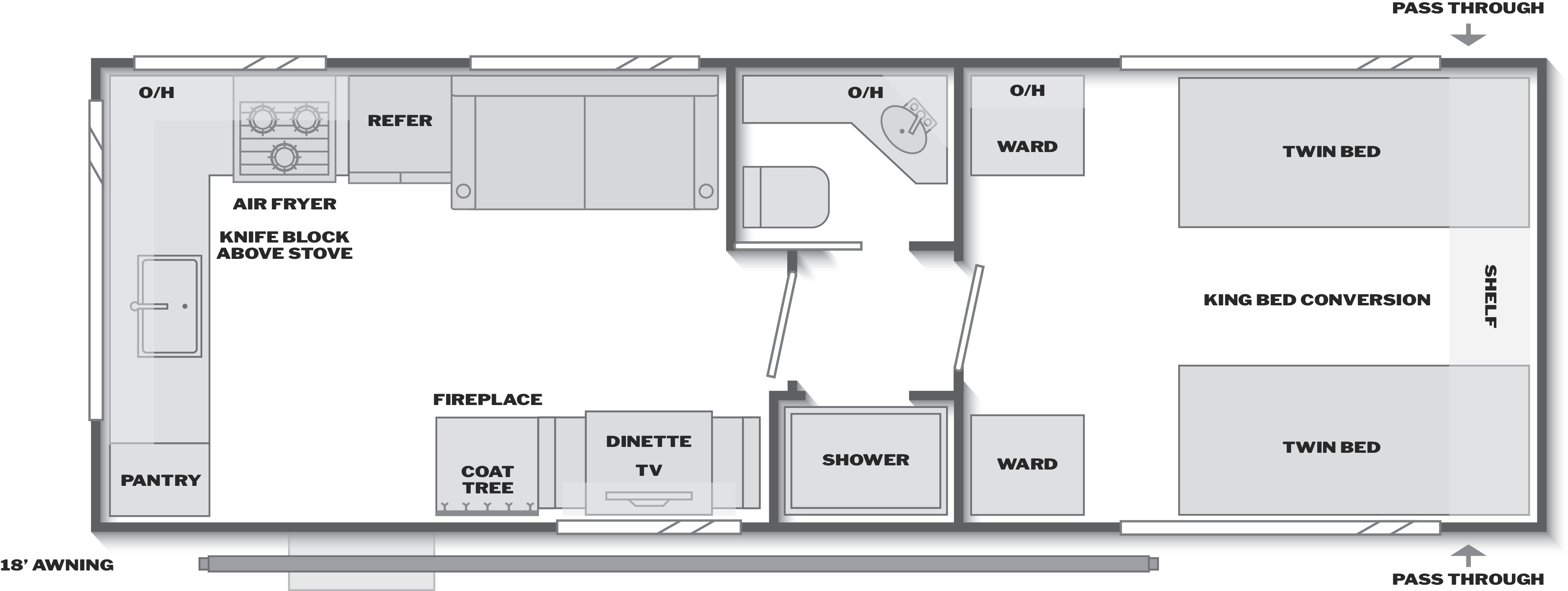 Floorplan of RV model 25RK