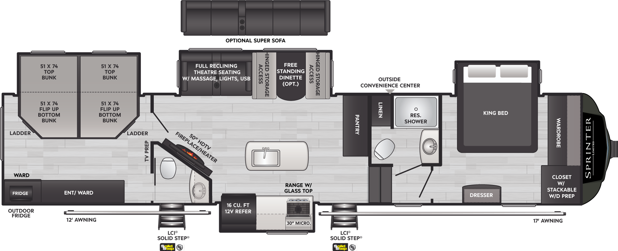 2024 Keystone Sprinter Limited 3810QBS floorplan diagram