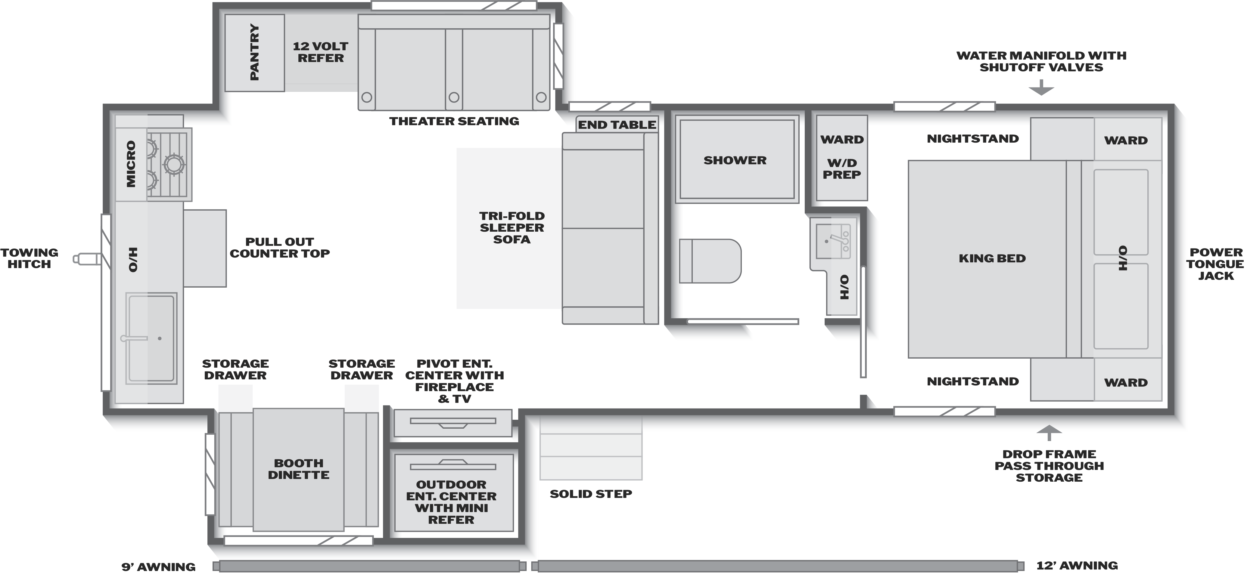 Floorplan of RV model 29RKWE