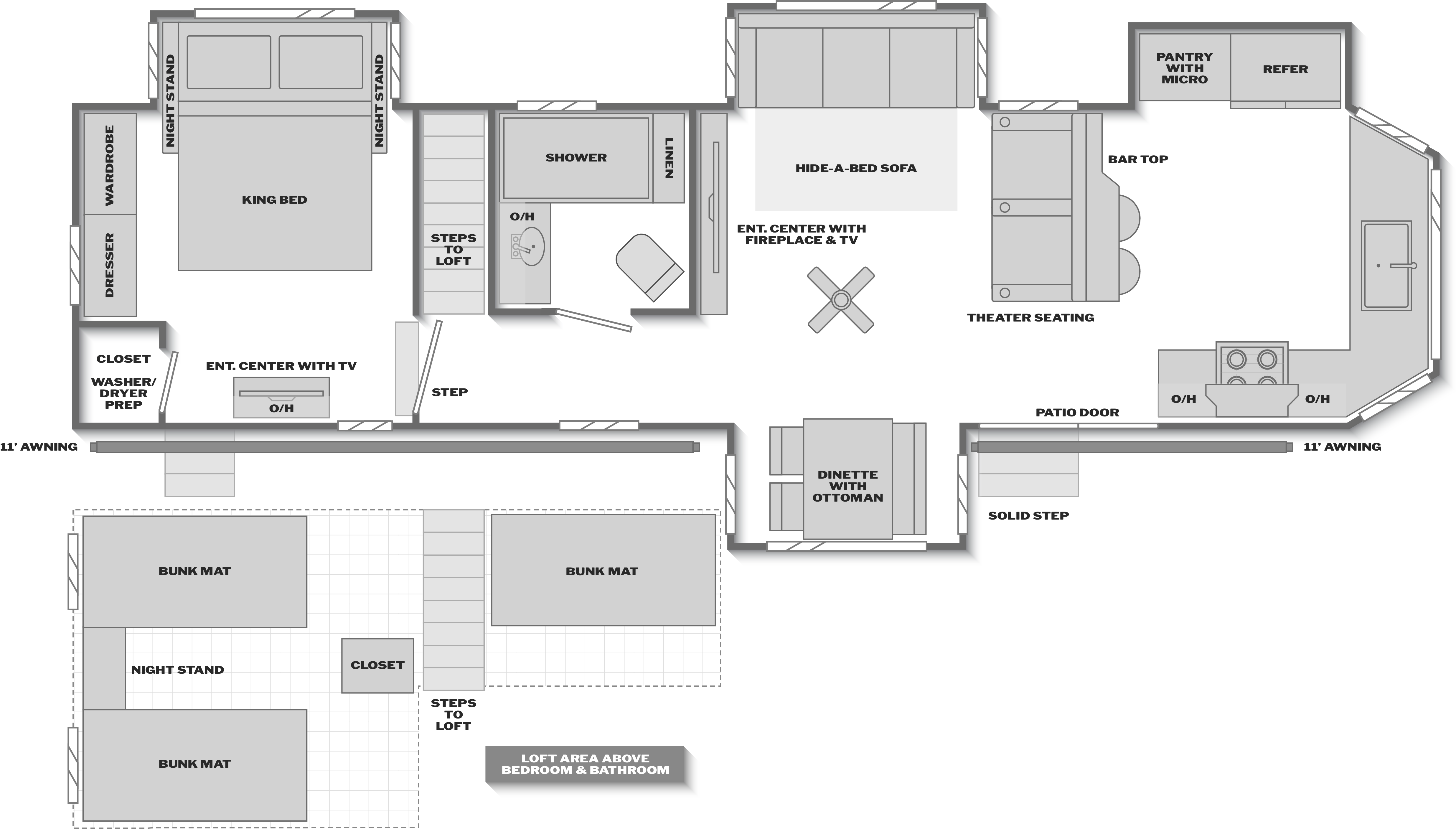 Floorplan of RV model 388FKL