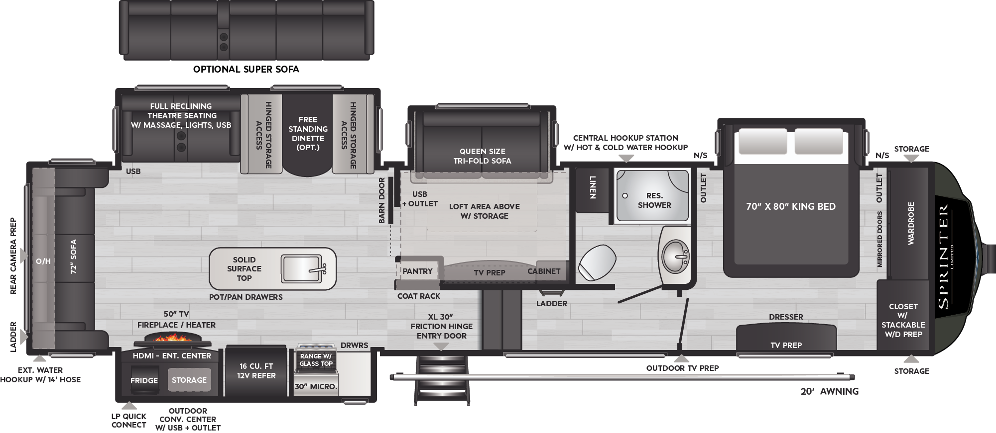 2024 Keystone Sprinter Limited 3570LFT floorplan diagram