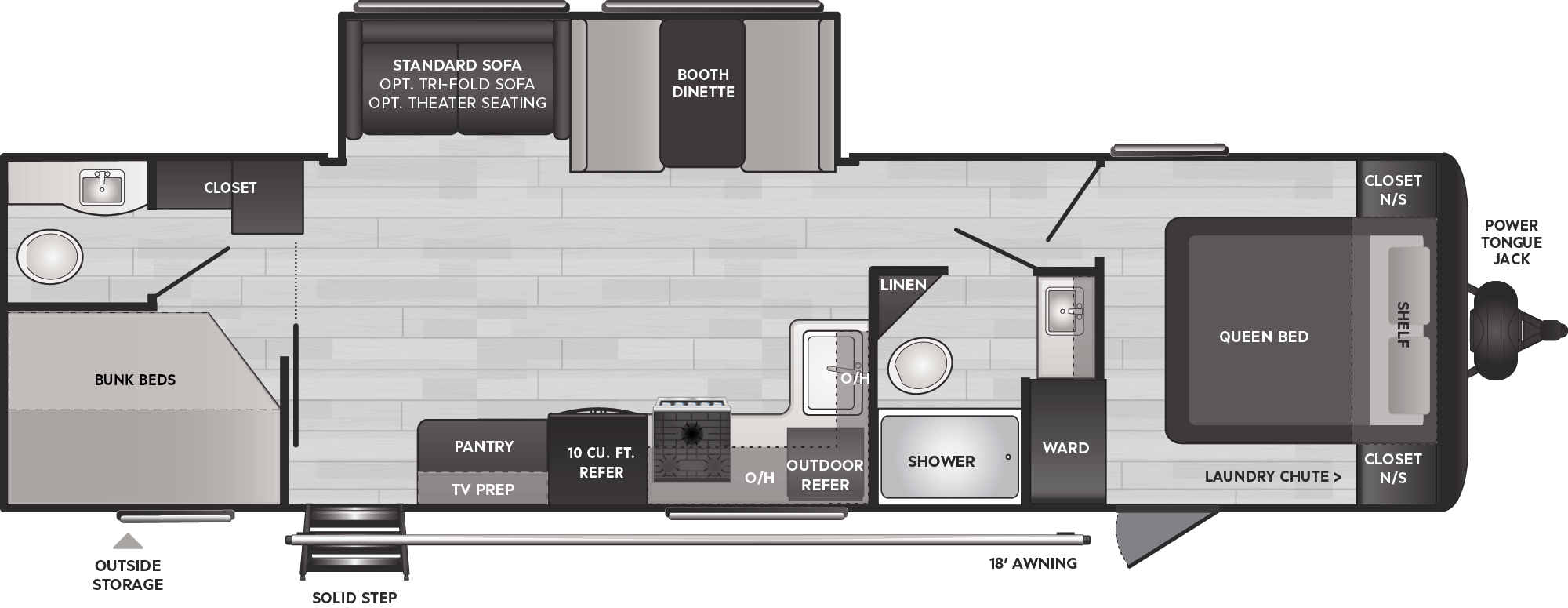 Floorplan of RV model 31DBS