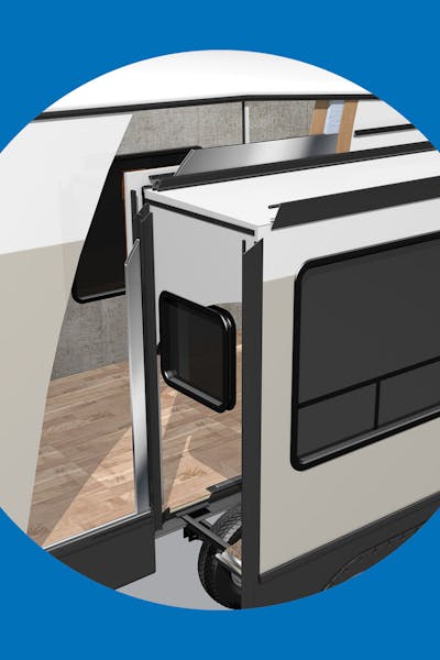 Rendering of a Keystone slide room with Tru-Fit slide construction.