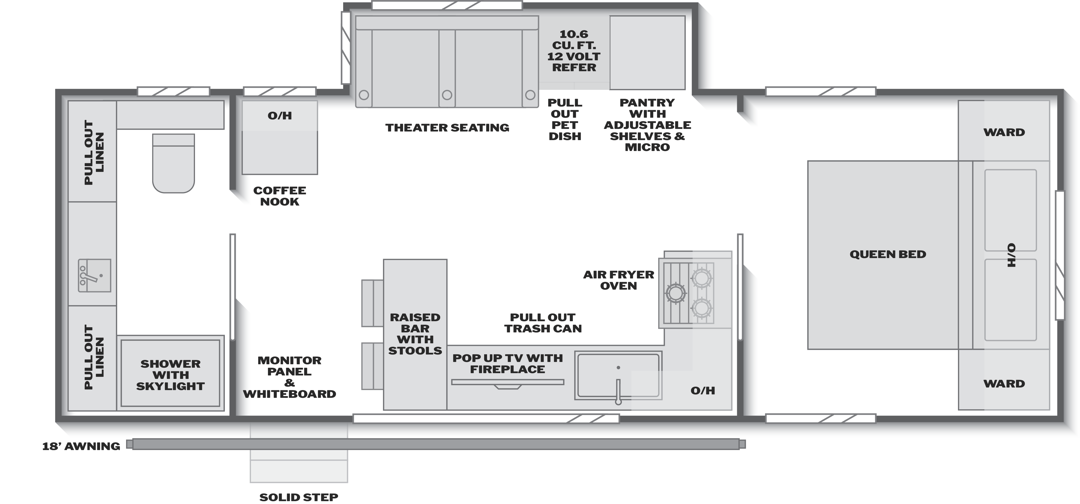 Floorplan of RV model 265RB