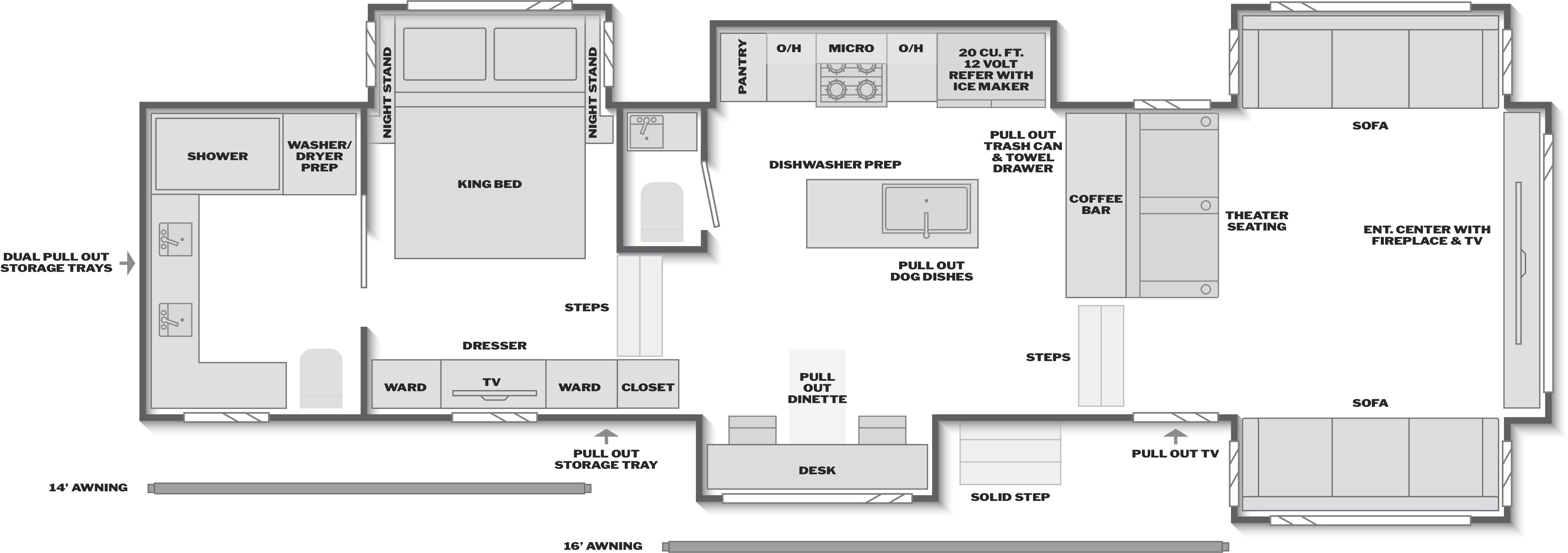 Floorplan of RV model 3800FL