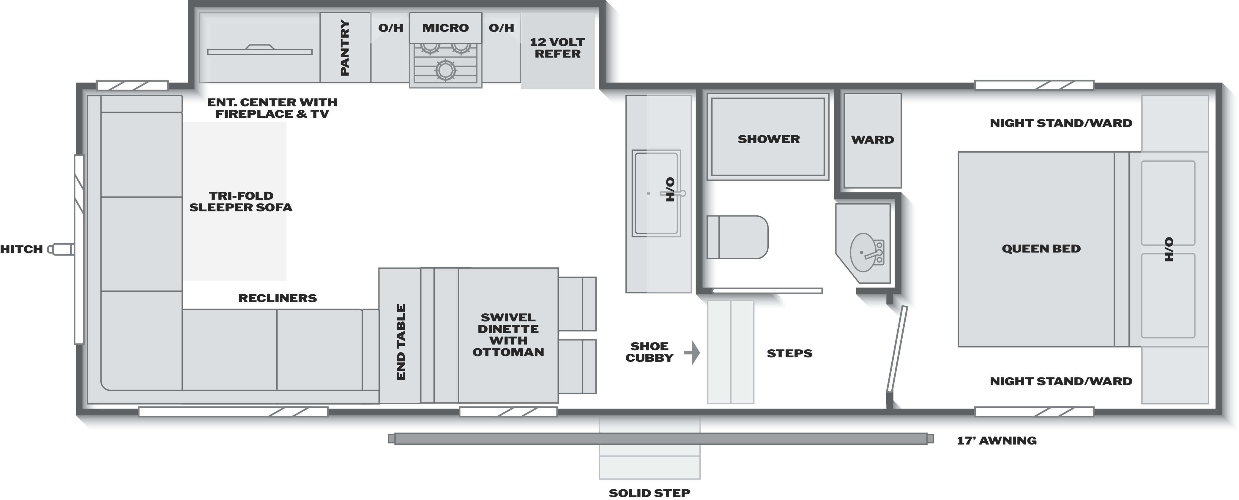 Floorplan of RV model 28SLS