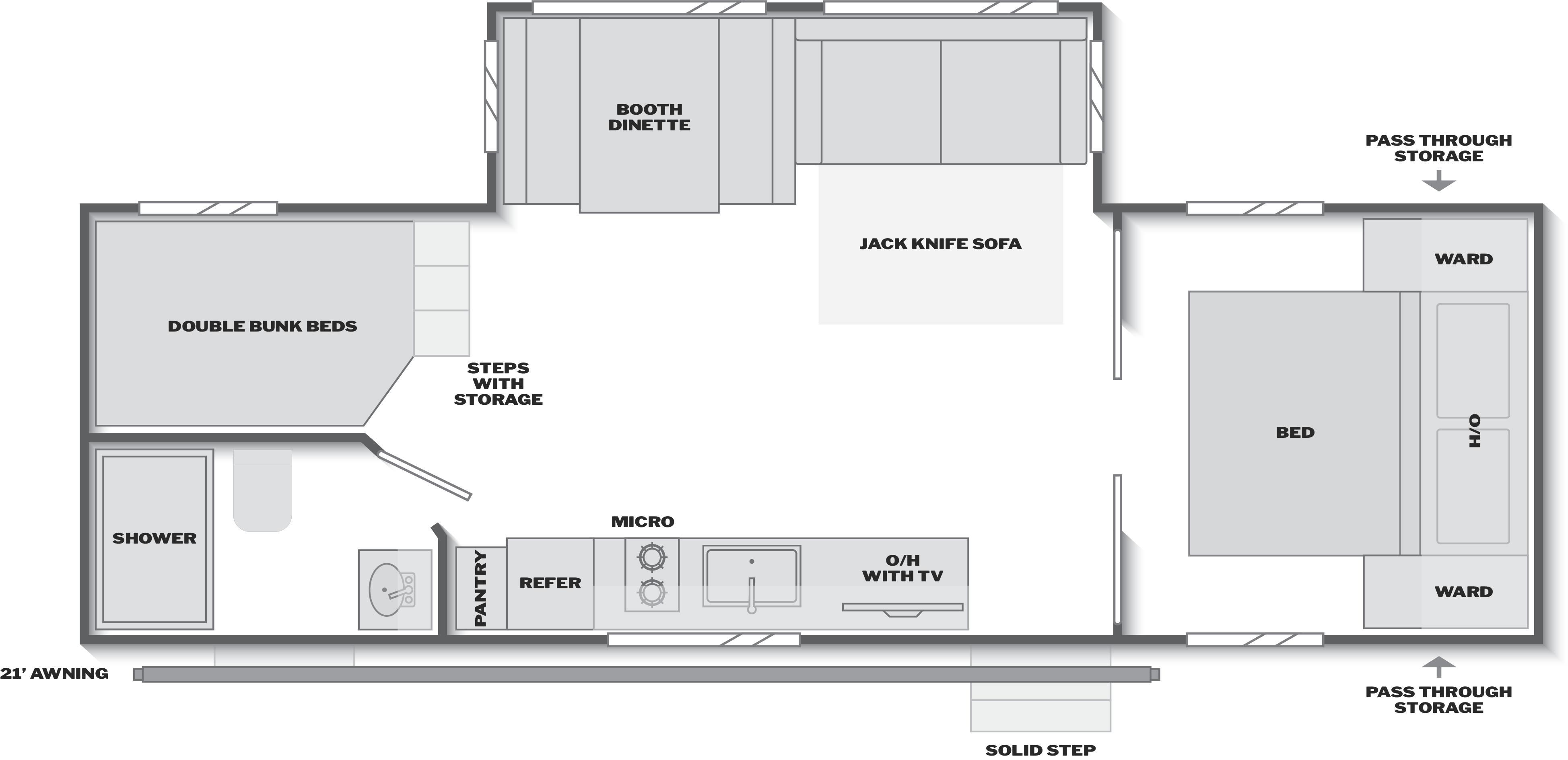 Floorplan of RV model 26BHCWE