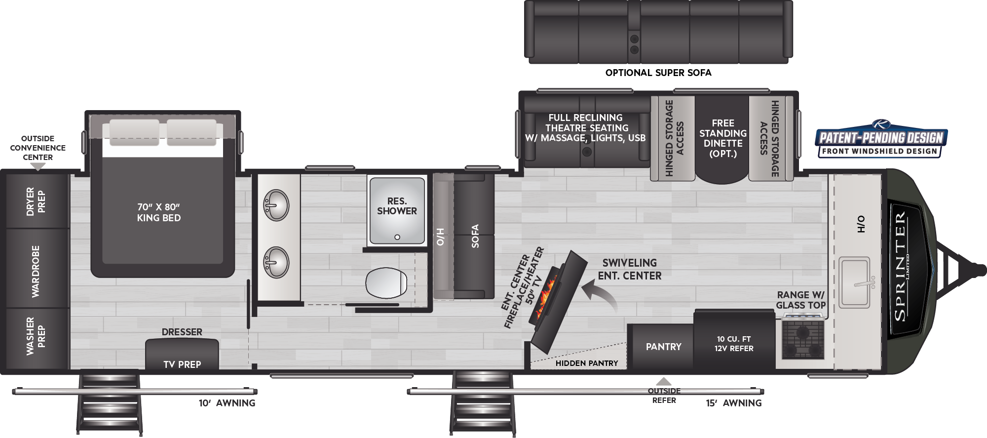 2024 Keystone Sprinter Limited 352FKS floorplan diagram