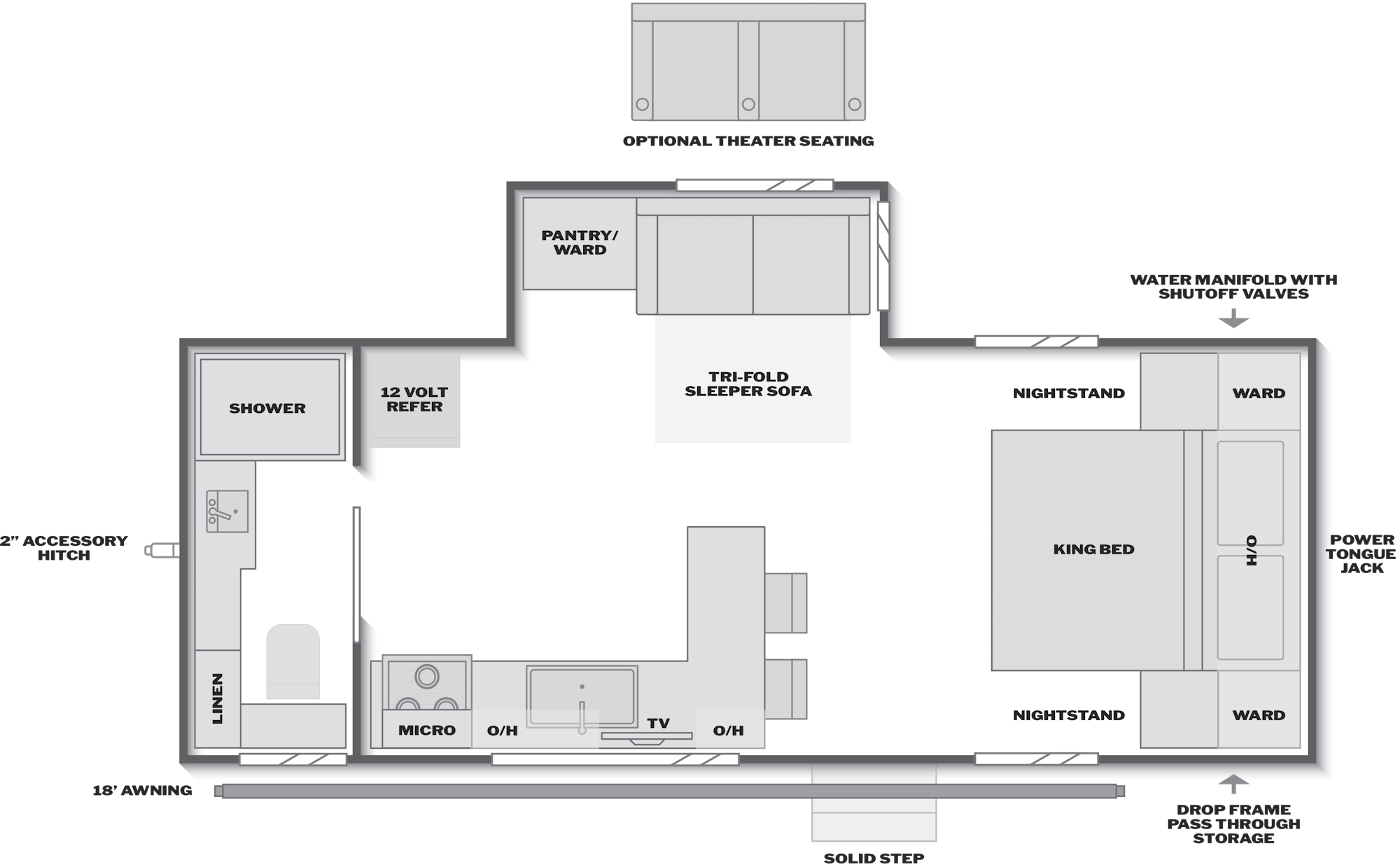 2027 Keystone Cougar Half-Ton 21LBK floor plan diagram — Travel Trailer, sleeps 4