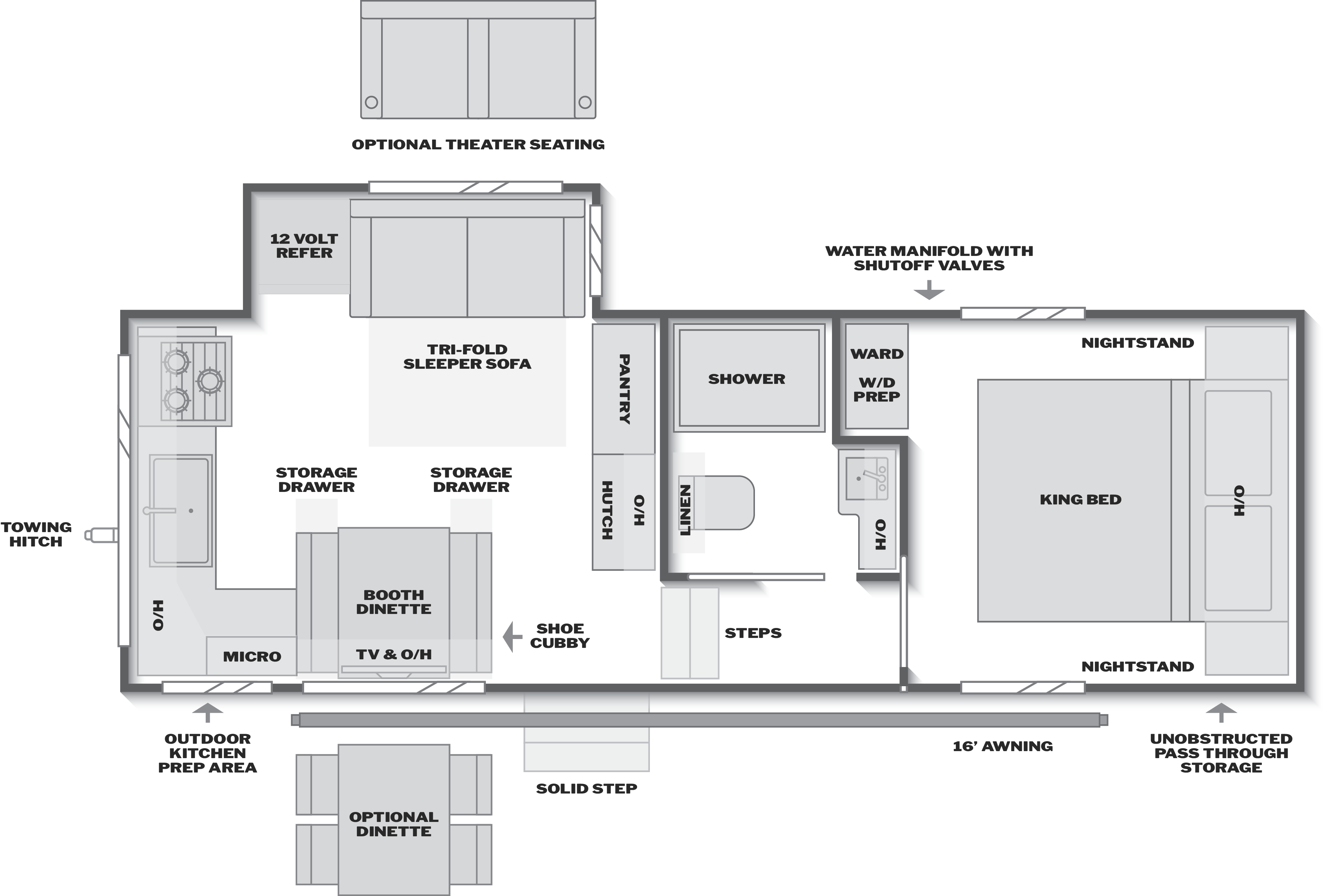 Floorplan of RV model 23MLE