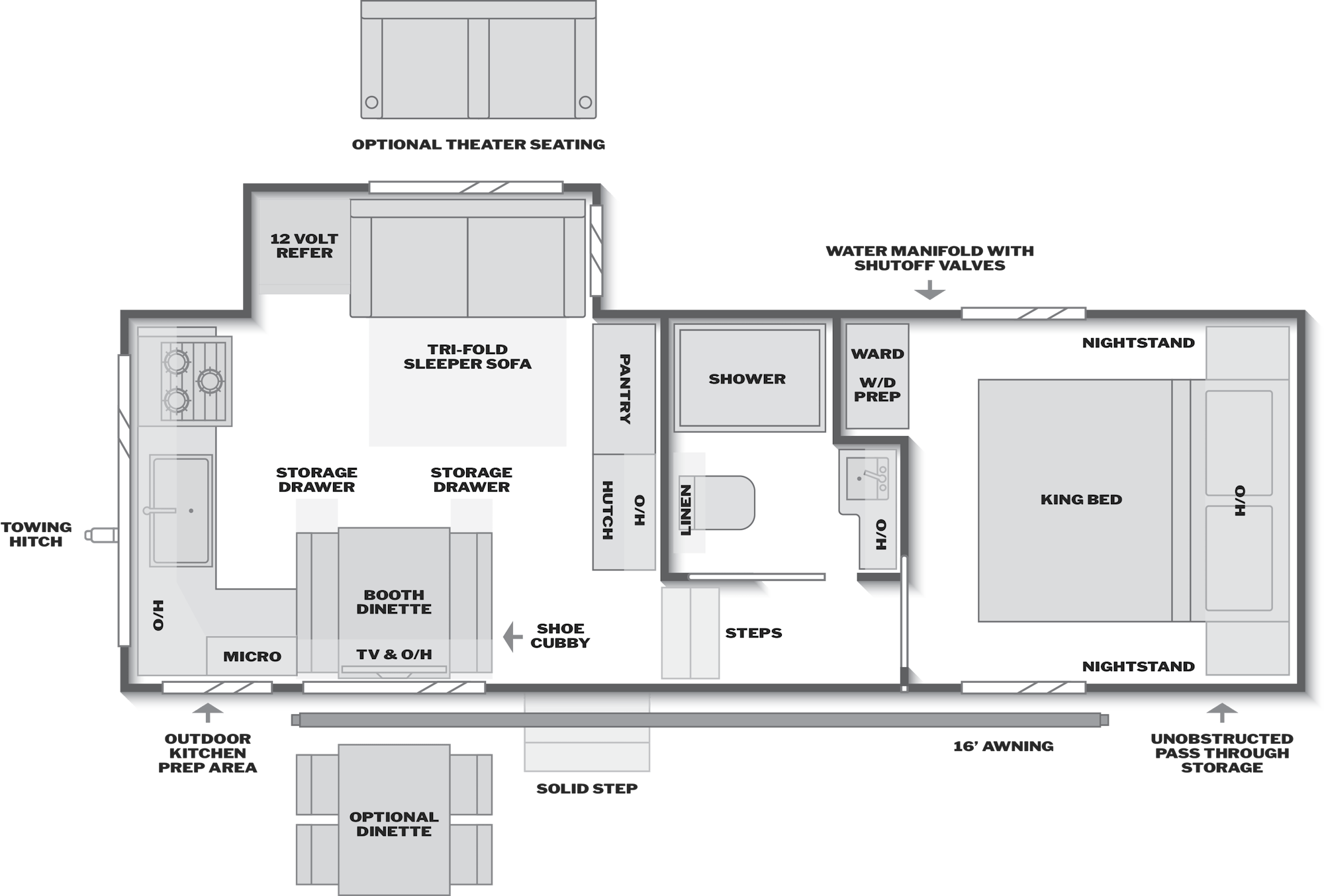 2027 Keystone Cougar Half-Ton 23MLE floor plan diagram — Rear Kitchen, sleeps 6