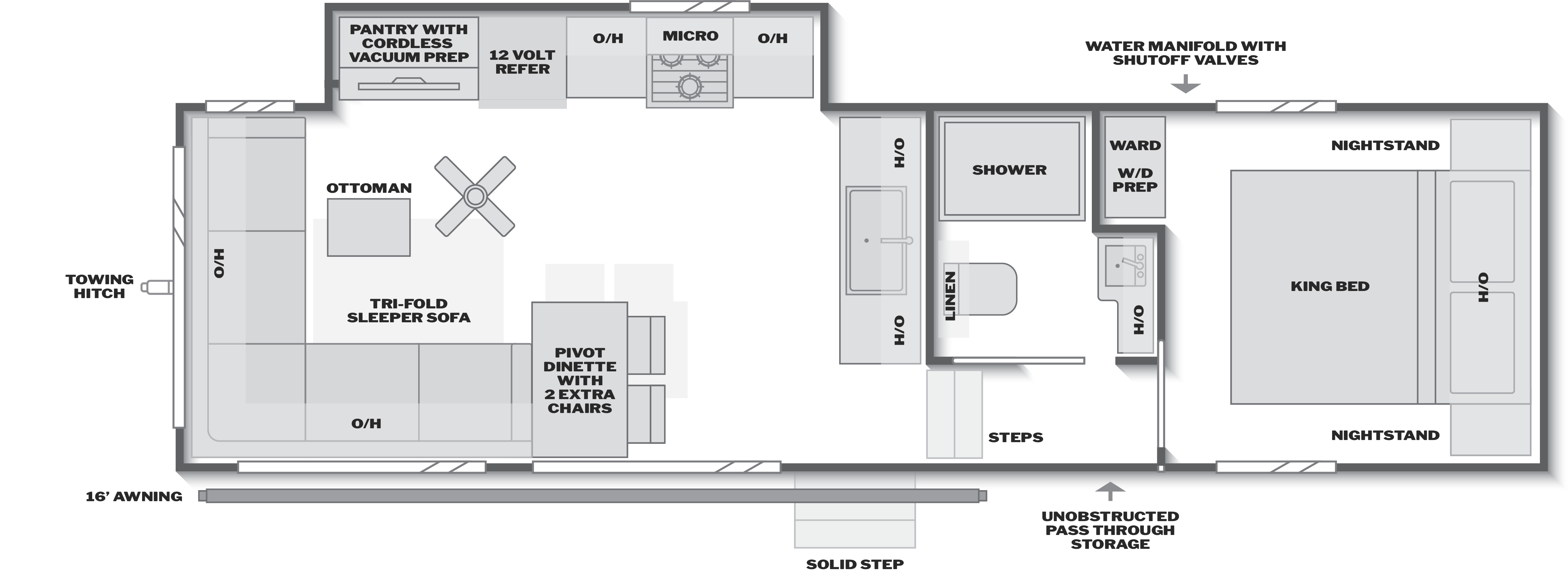 Floorplan of RV model 26RES