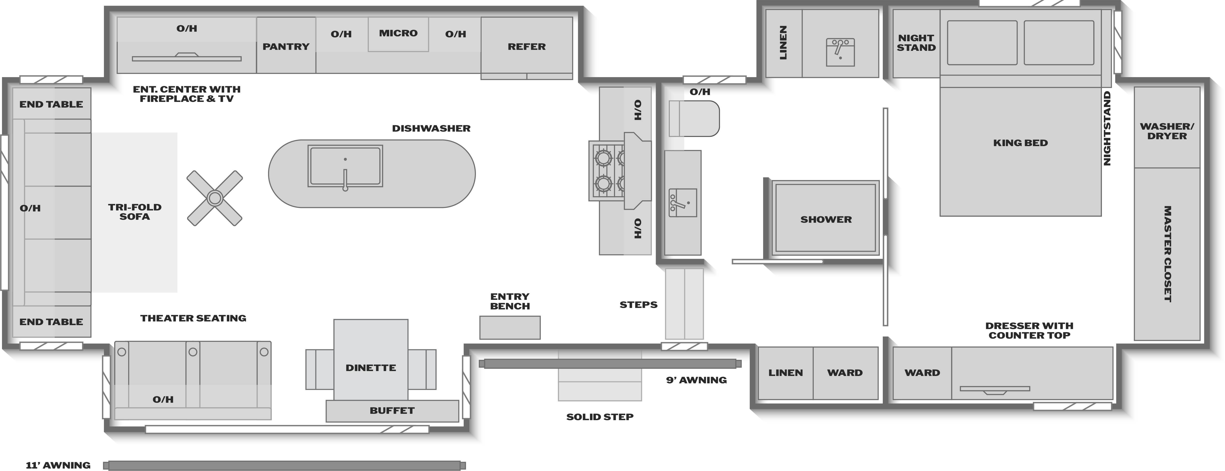 Floorplan of RV model 412GK