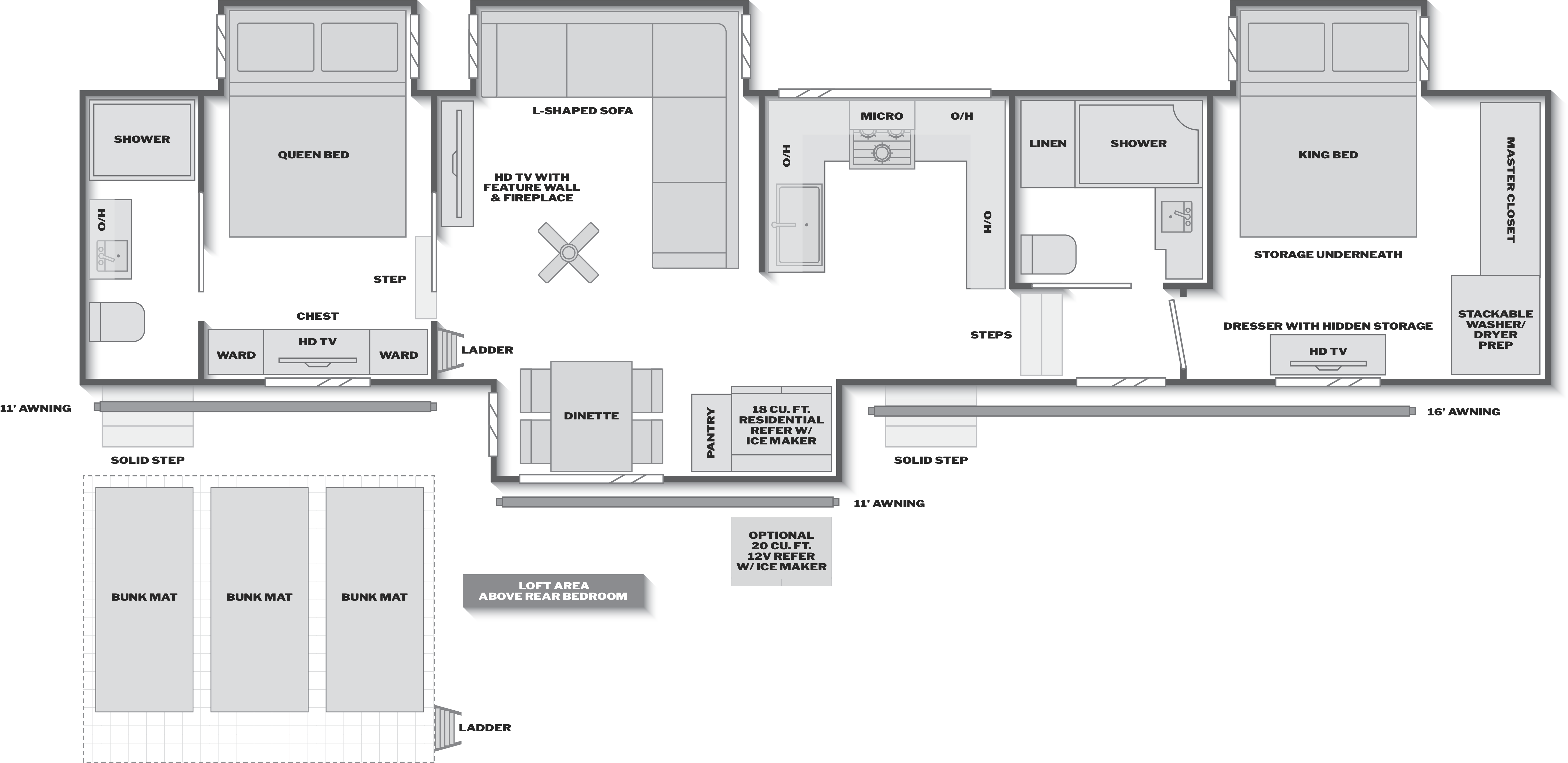 Floorplan of RV model 392DS