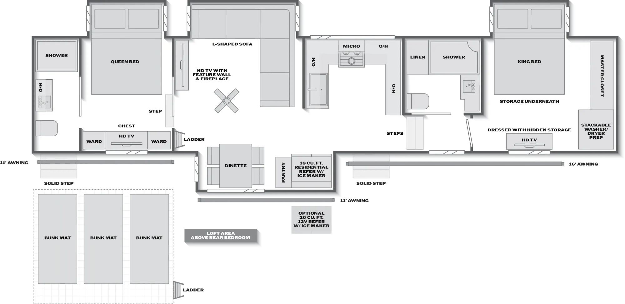 2027 Keystone Alpine Avalanche Edition 392DS floor plan diagram — Bunk House, sleeps 9