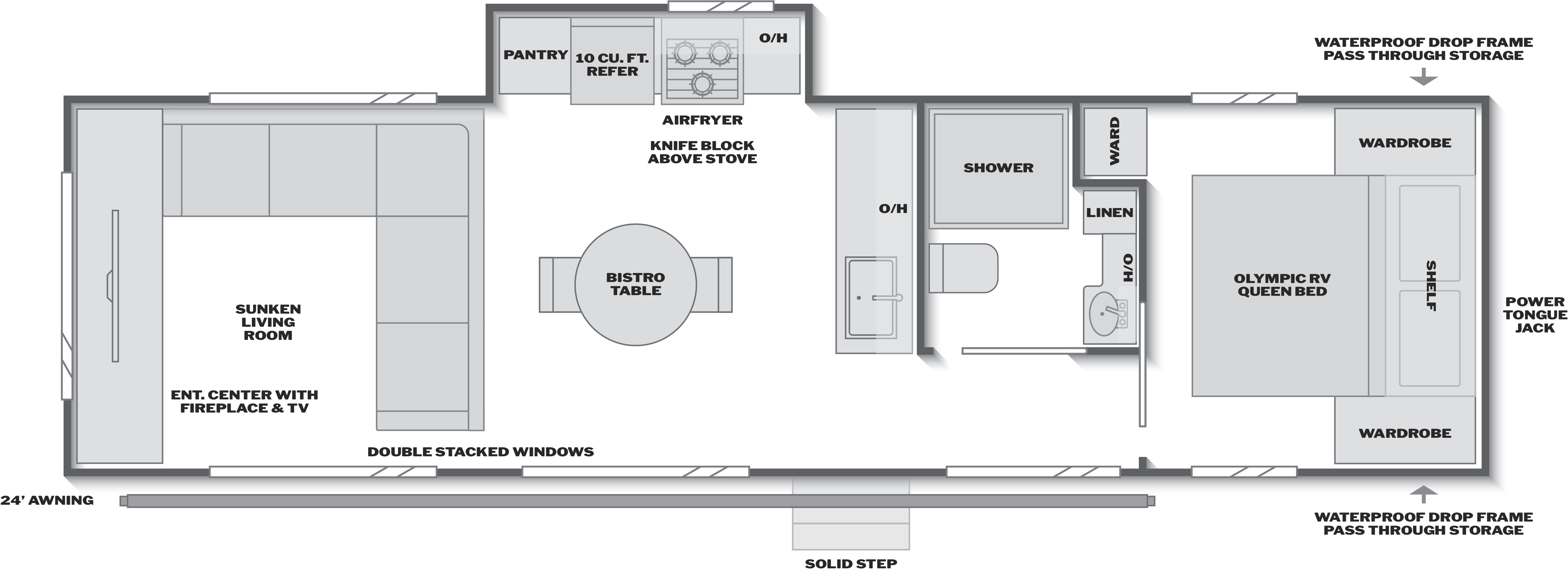 Floorplan of RV model 31SUNROOM
