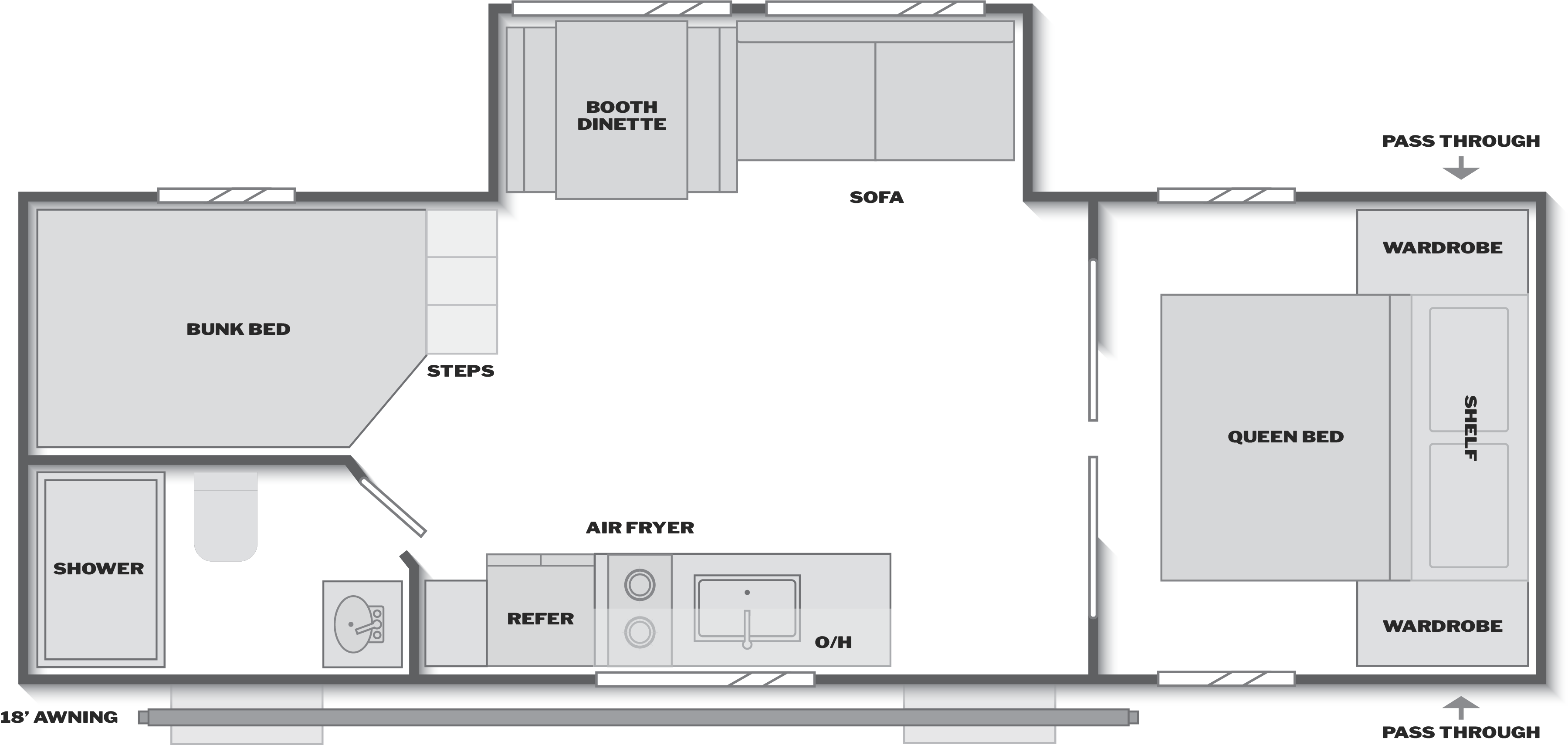 Floorplan of RV model 26BX