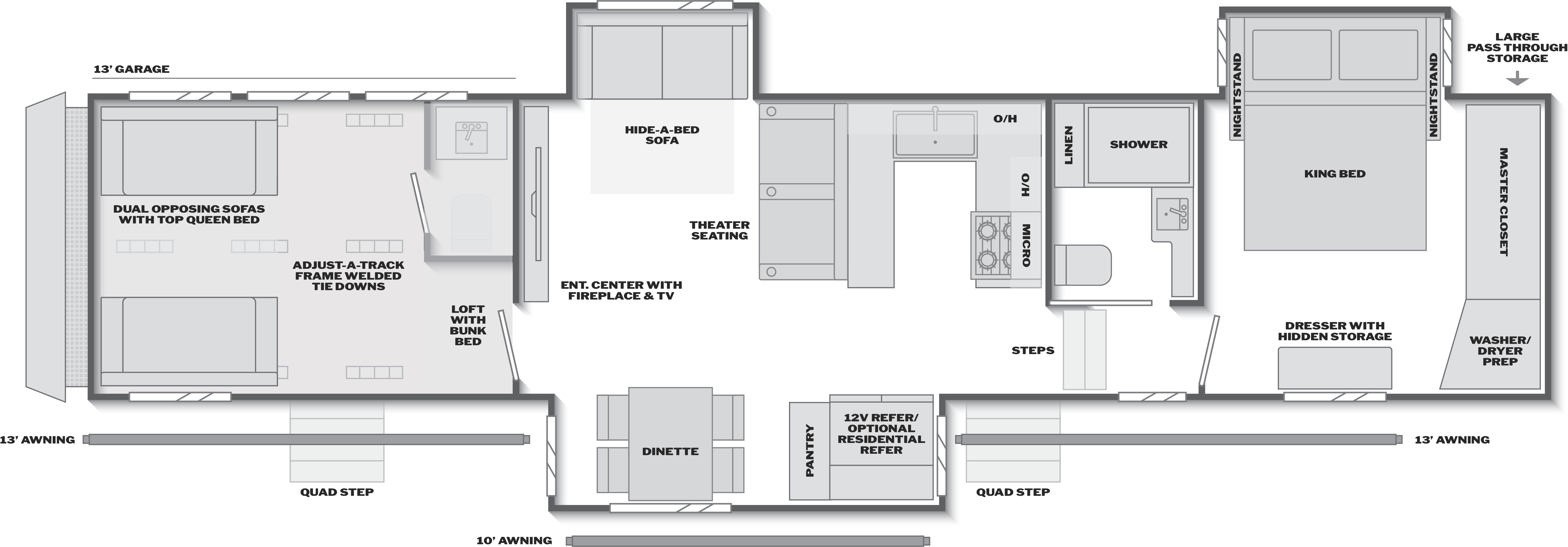 Floorplan of RV model 442
