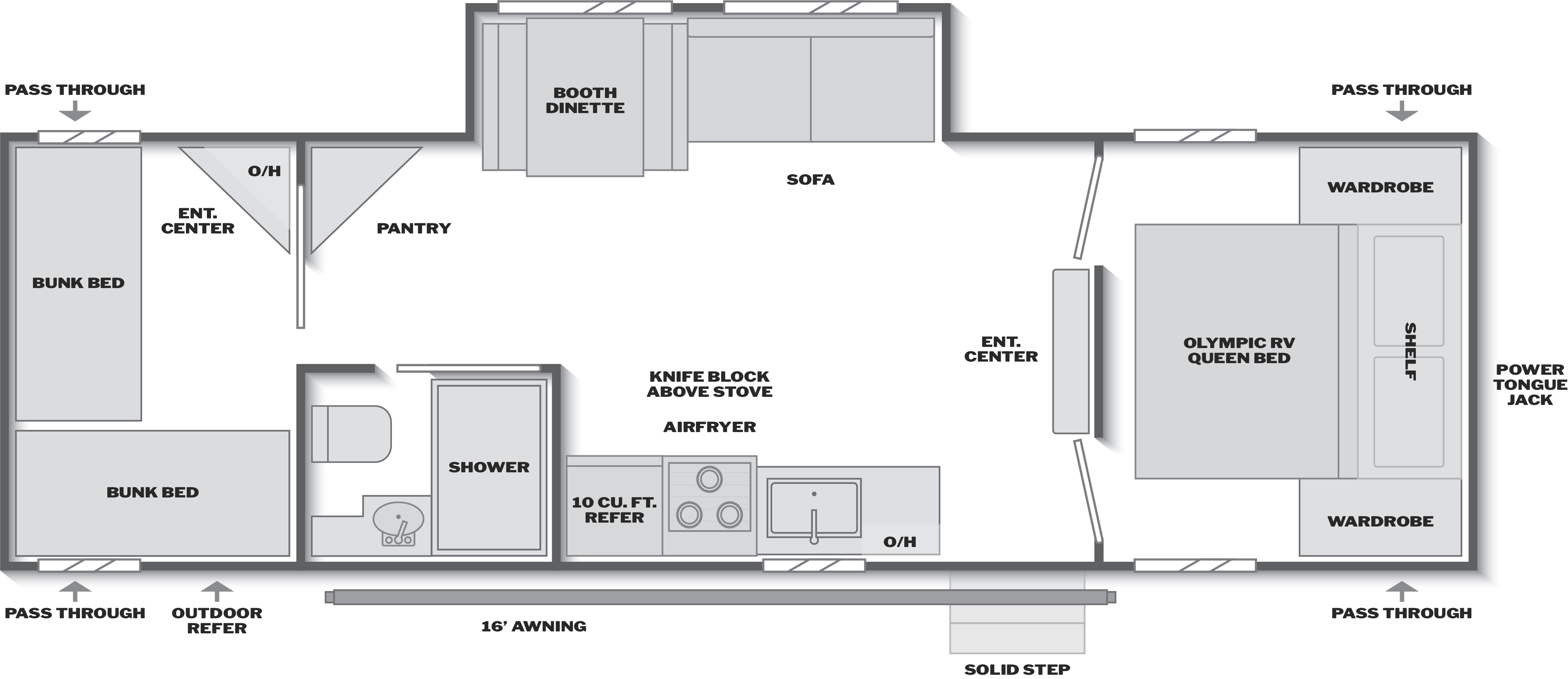 Floorplan of RV model 288BRS