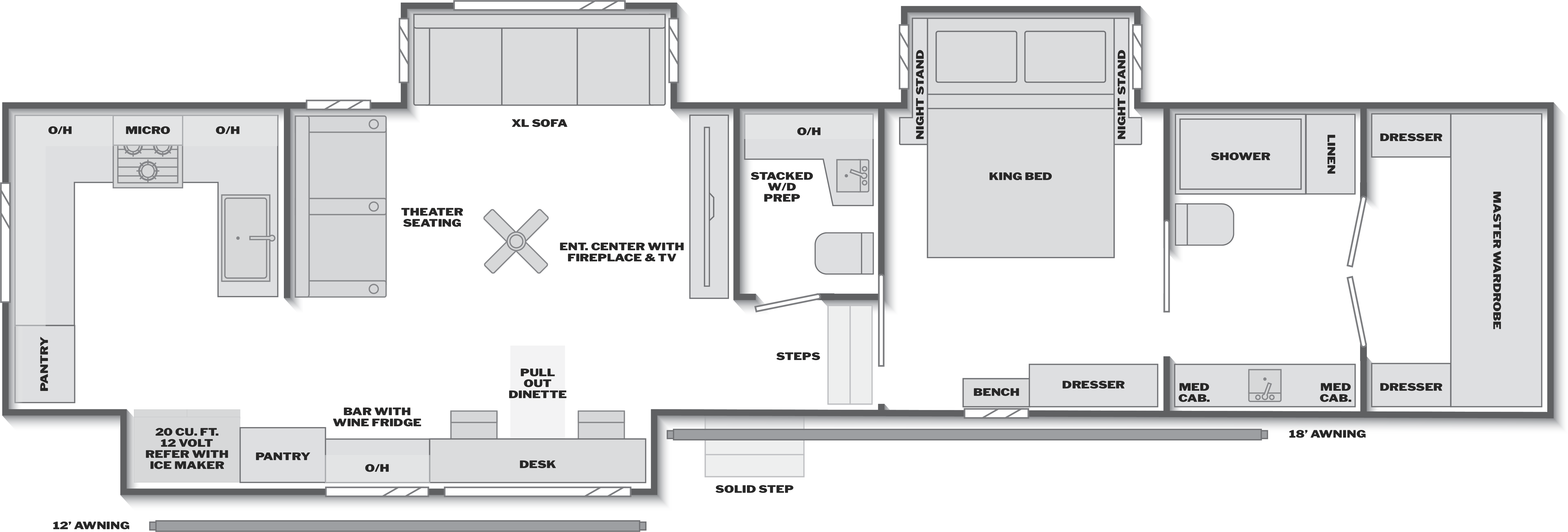 Floorplan of RV model 362BRK