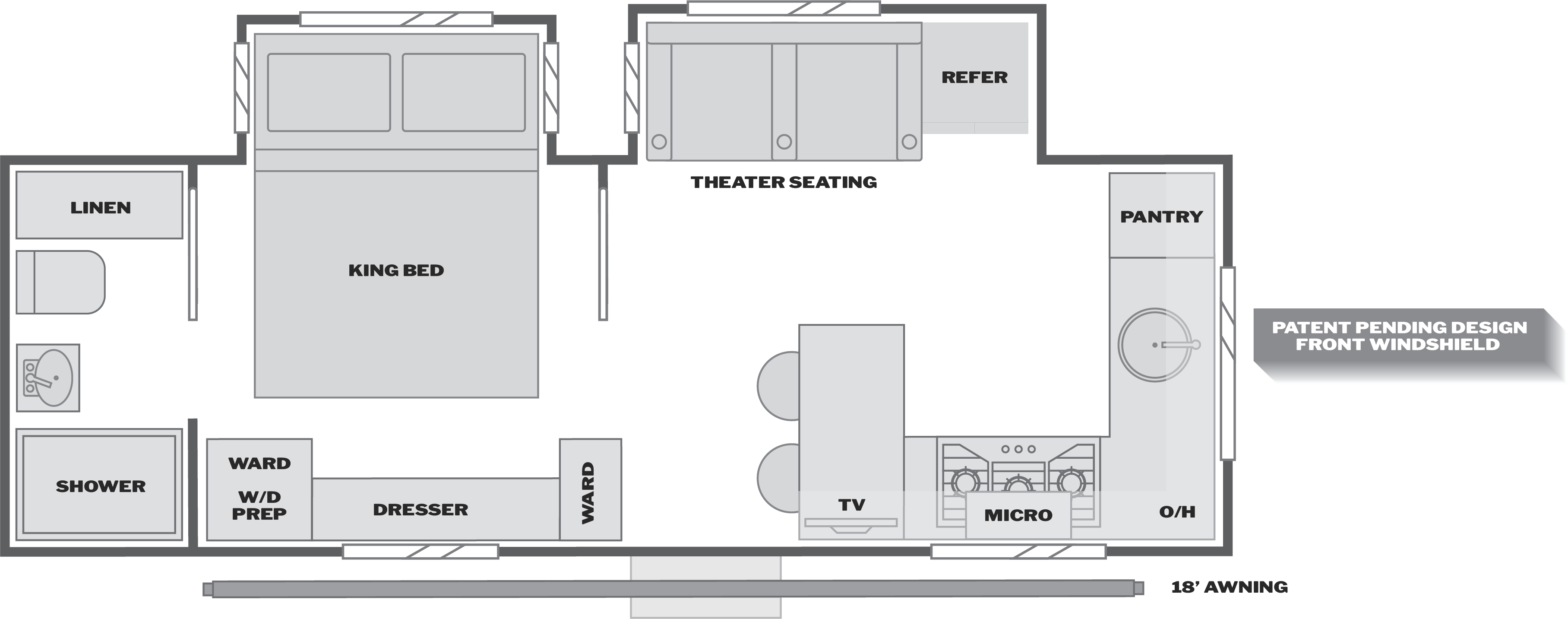 Floorplan of RV model 22FK