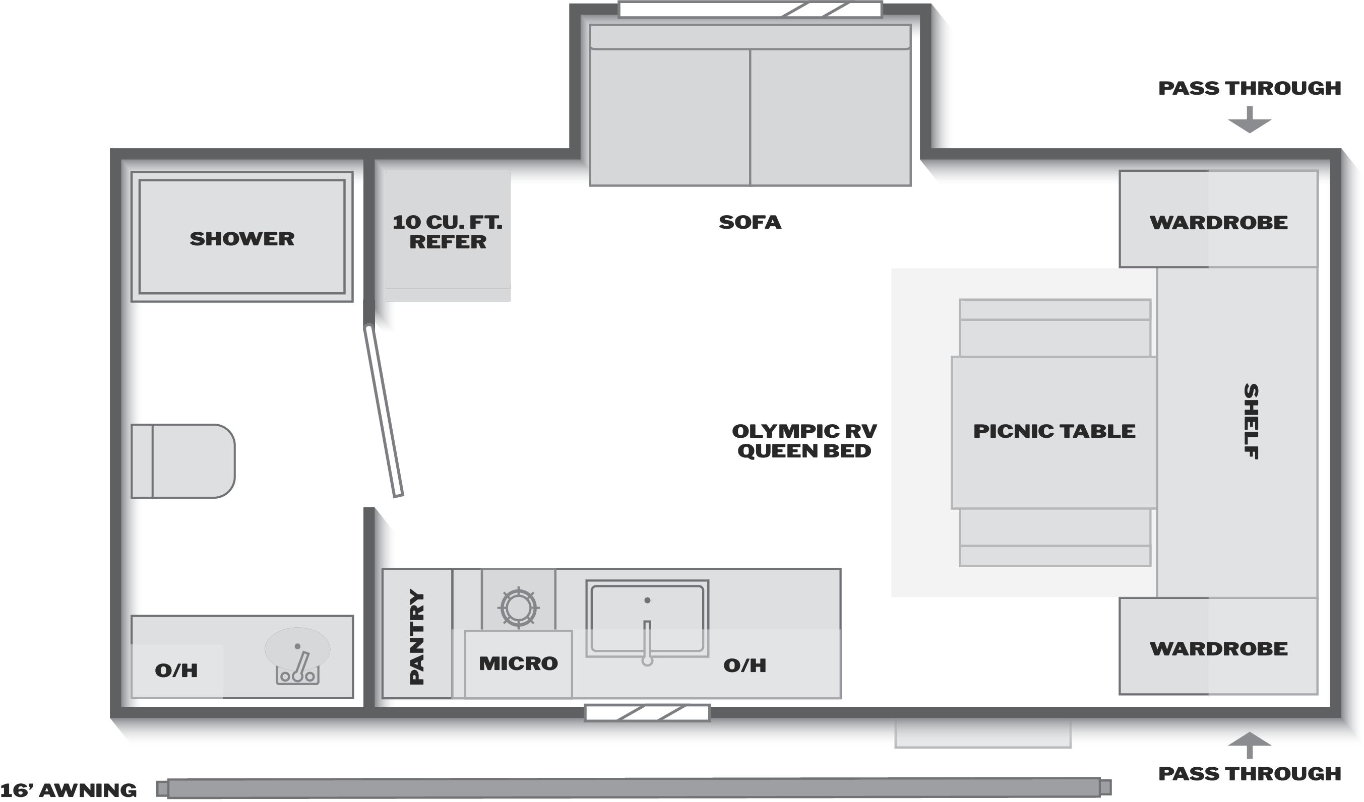 Floorplan of RV model 1950RBS