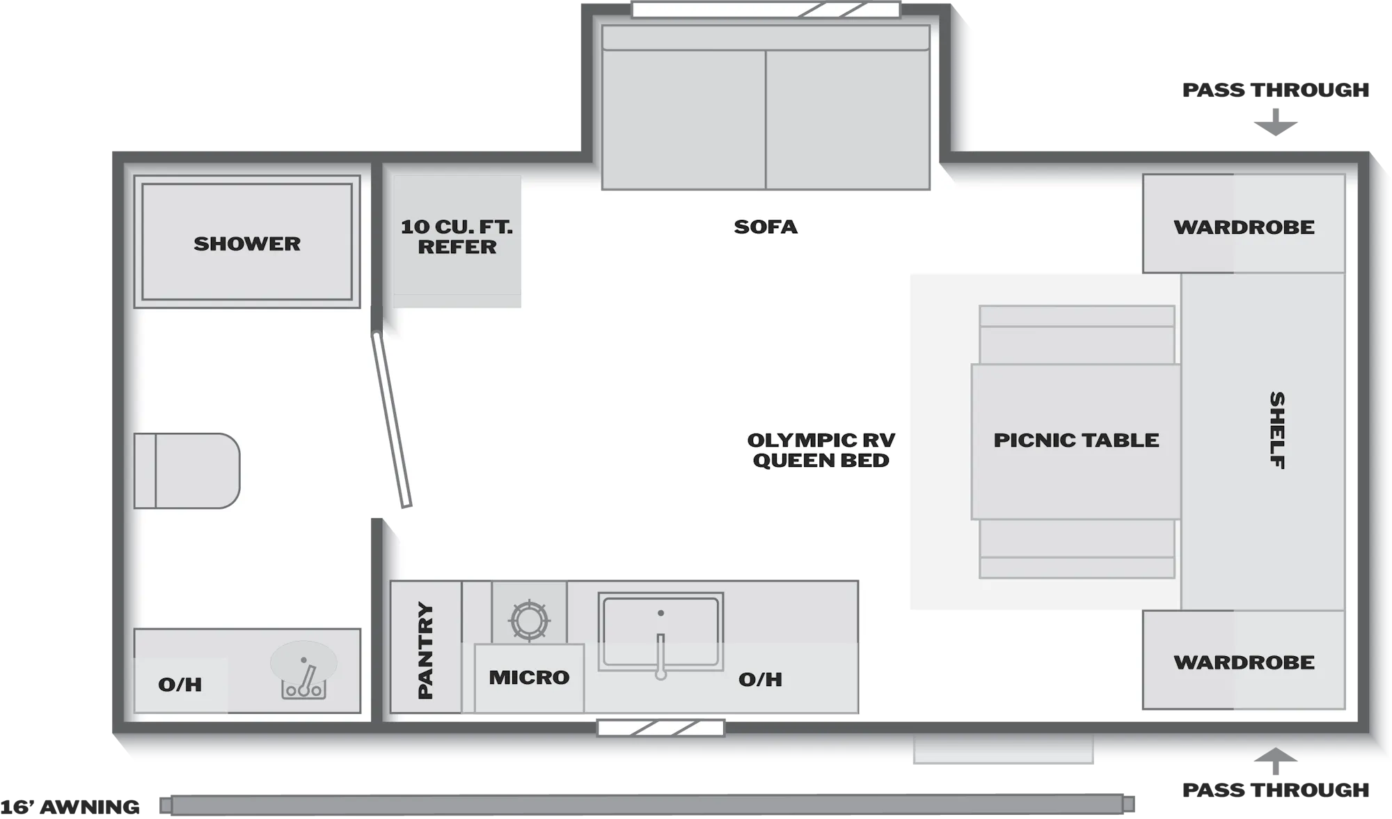 2026 Keystone Springdale Mini 1950RBS floor plan diagram — Travel Trailer, sleeps 3