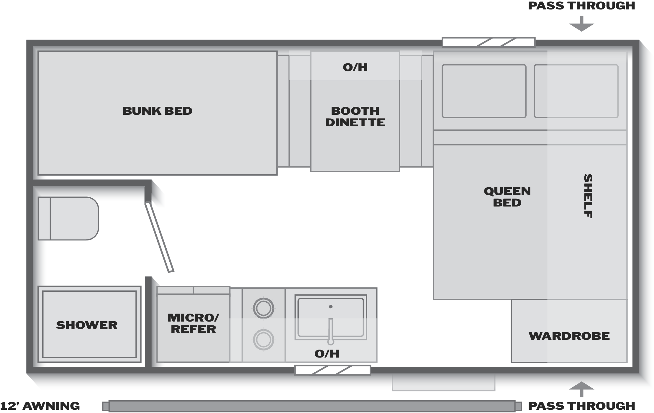 Floorplan of RV model 17BX