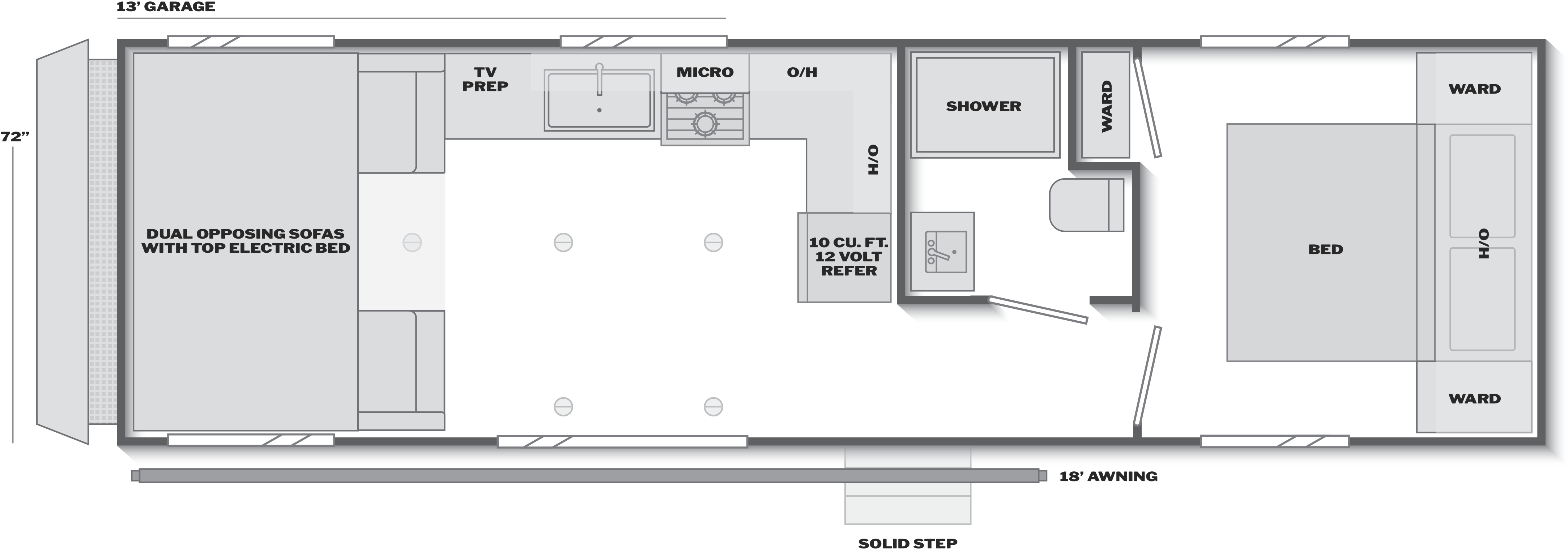Floorplan of RV model 29WFO
