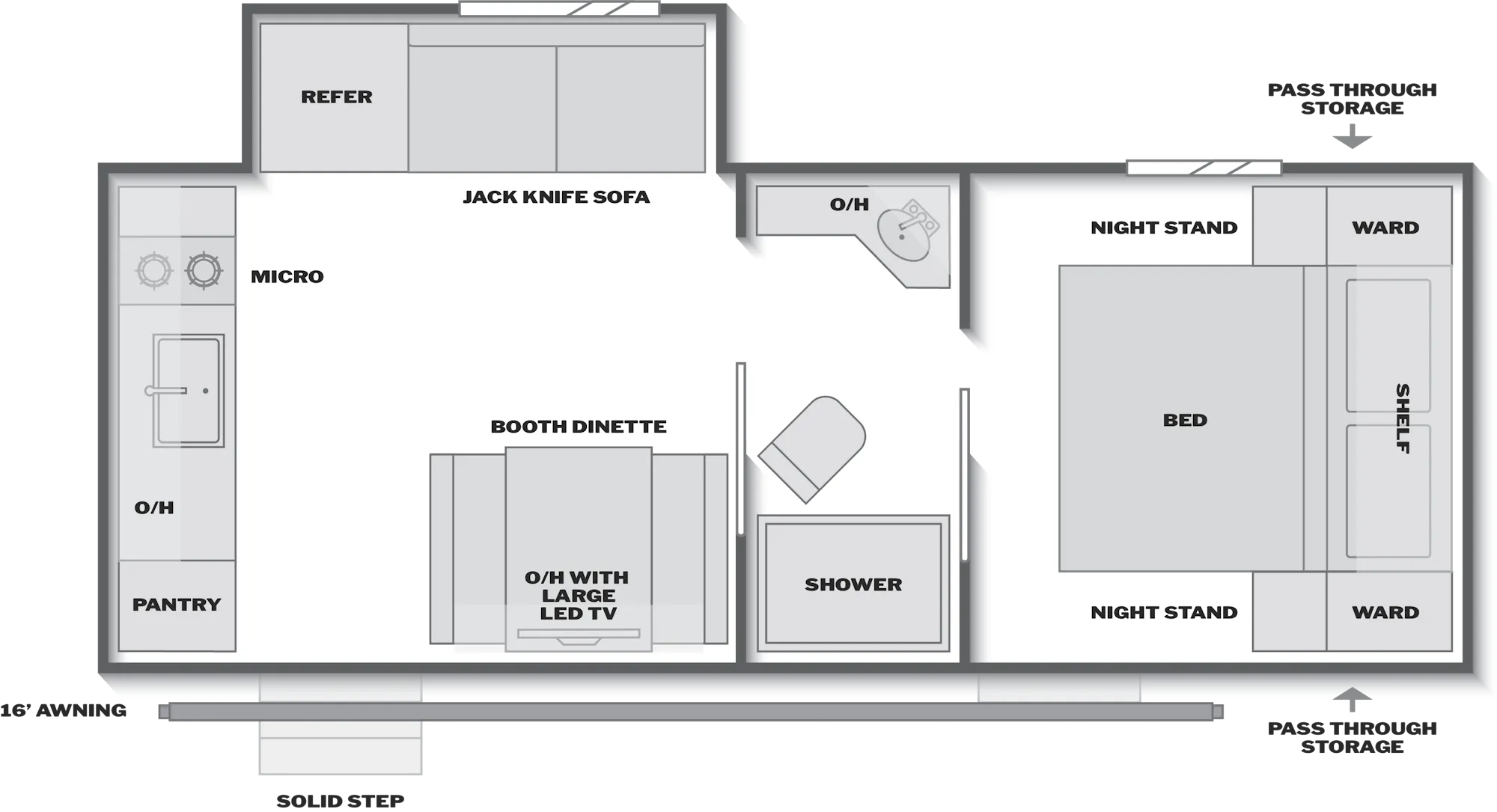 2027 Keystone Bullet Classic 21RKCWE floor plan diagram — Bunk House, sleeps 4