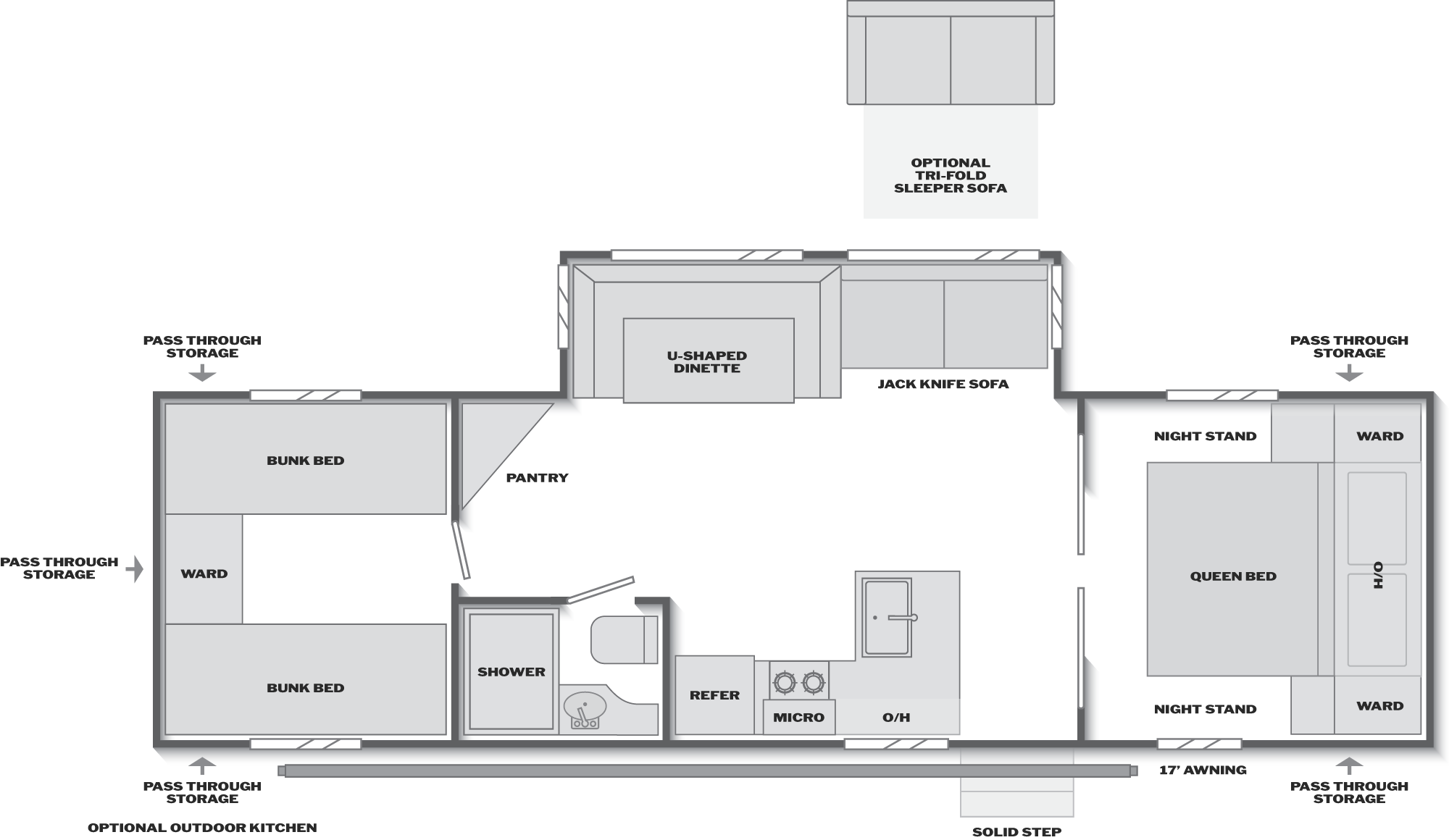 Floorplan of RV model 284QBC