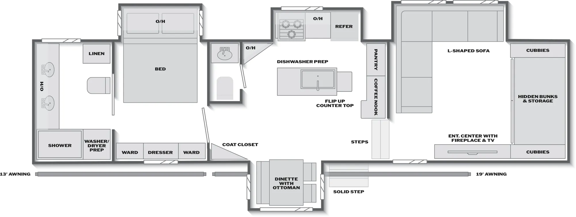 2027 Keystone Sprinter 3800FLB floor plan diagram — Bunk House, sleeps 6