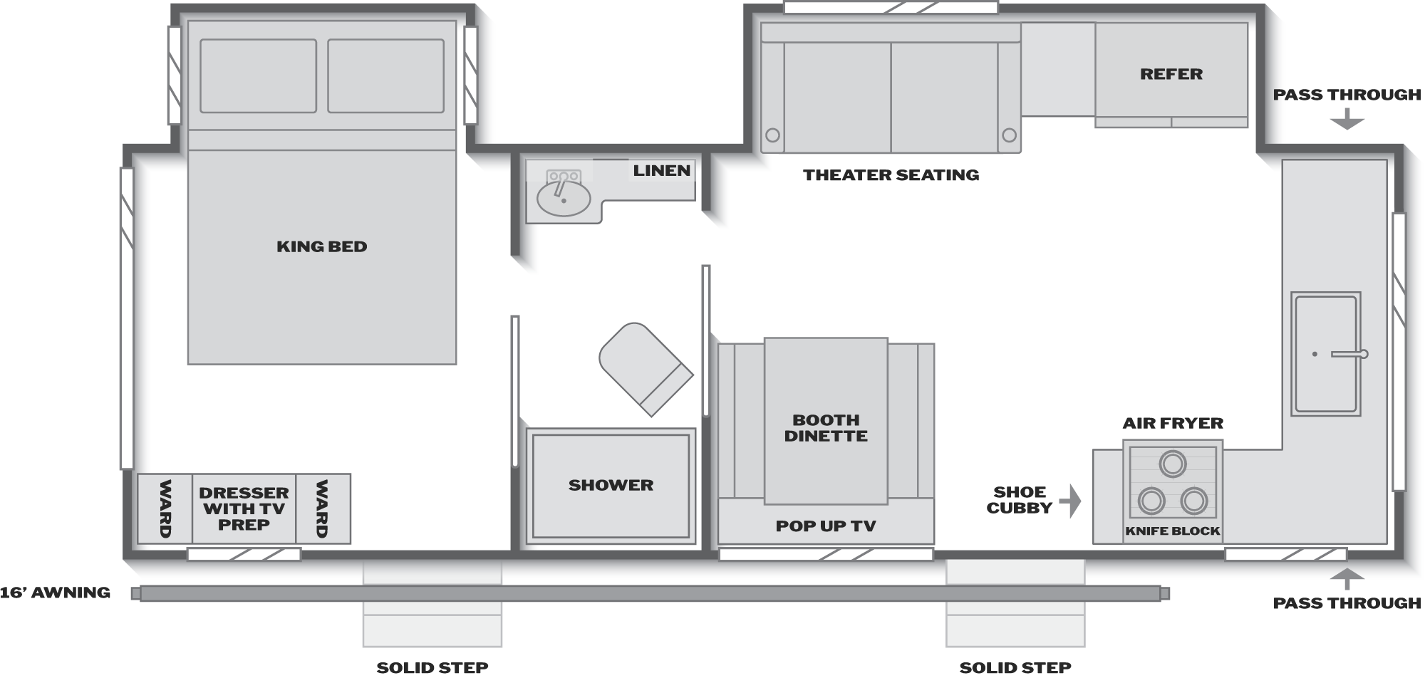 Floorplan of RV model 2550FK