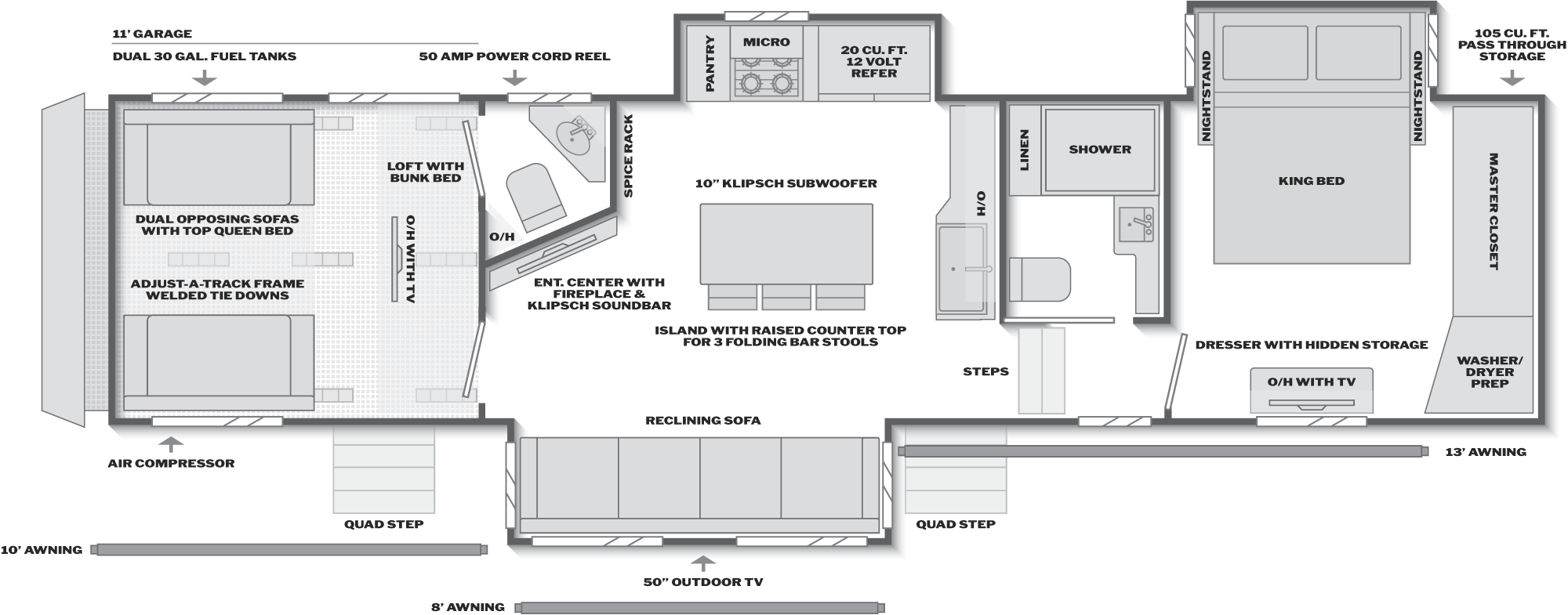 Floorplan of RV model 352