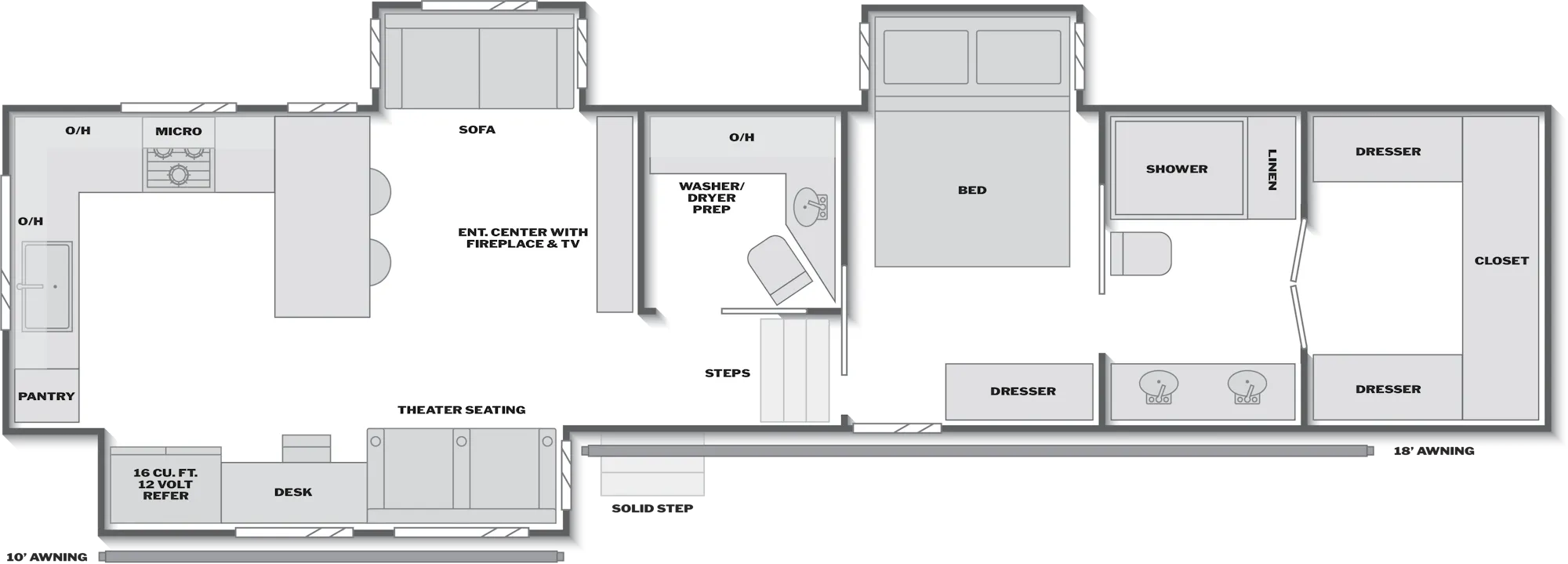 2027 Keystone Sprinter 3840LRK floor plan diagram — Rear Kitchen, sleeps 4