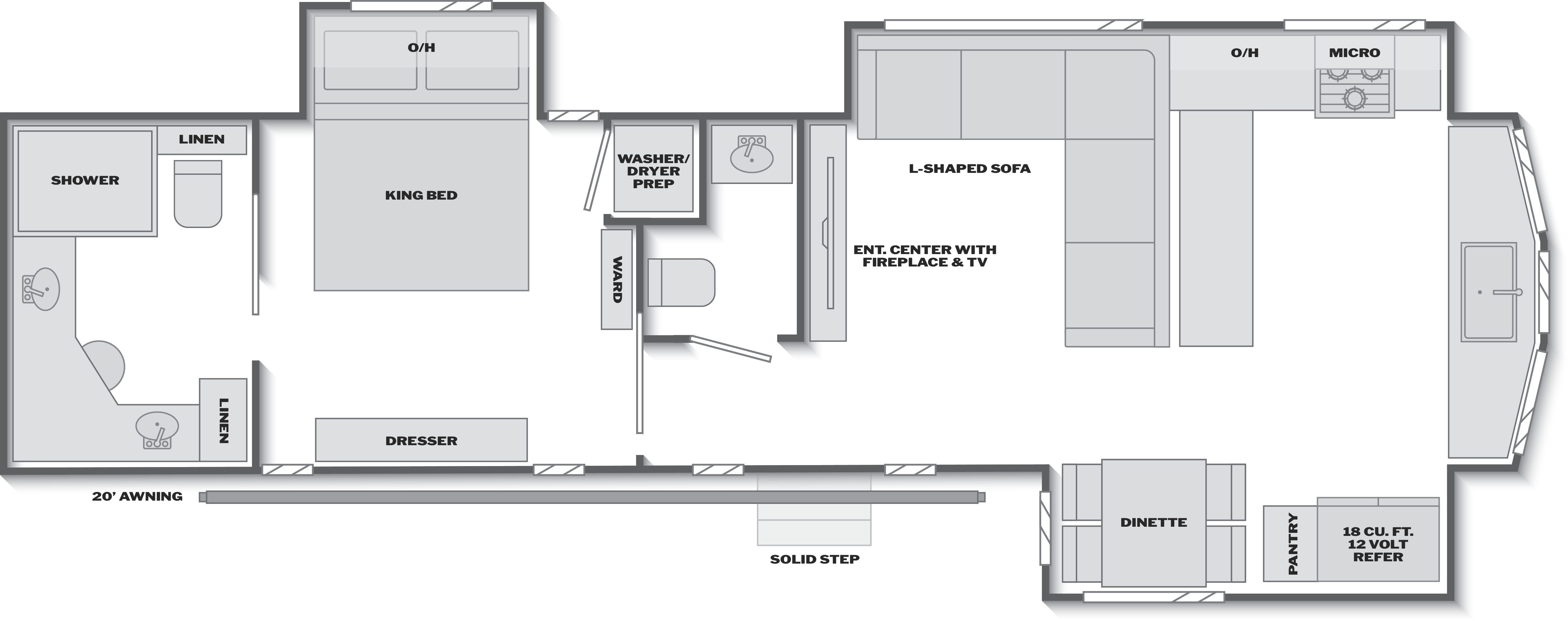 Floorplan of RV model 3890FKRB