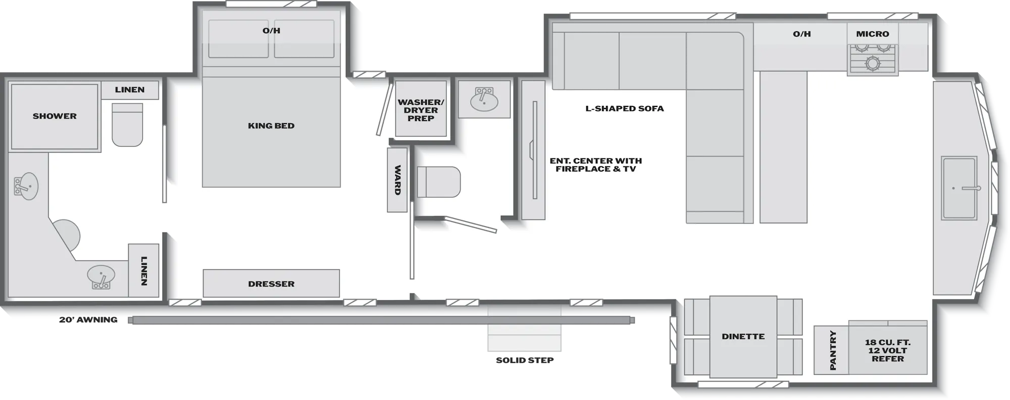 2027 Keystone Springdale Destination 3890FKRB floor plan diagram — Destination, sleeps 5