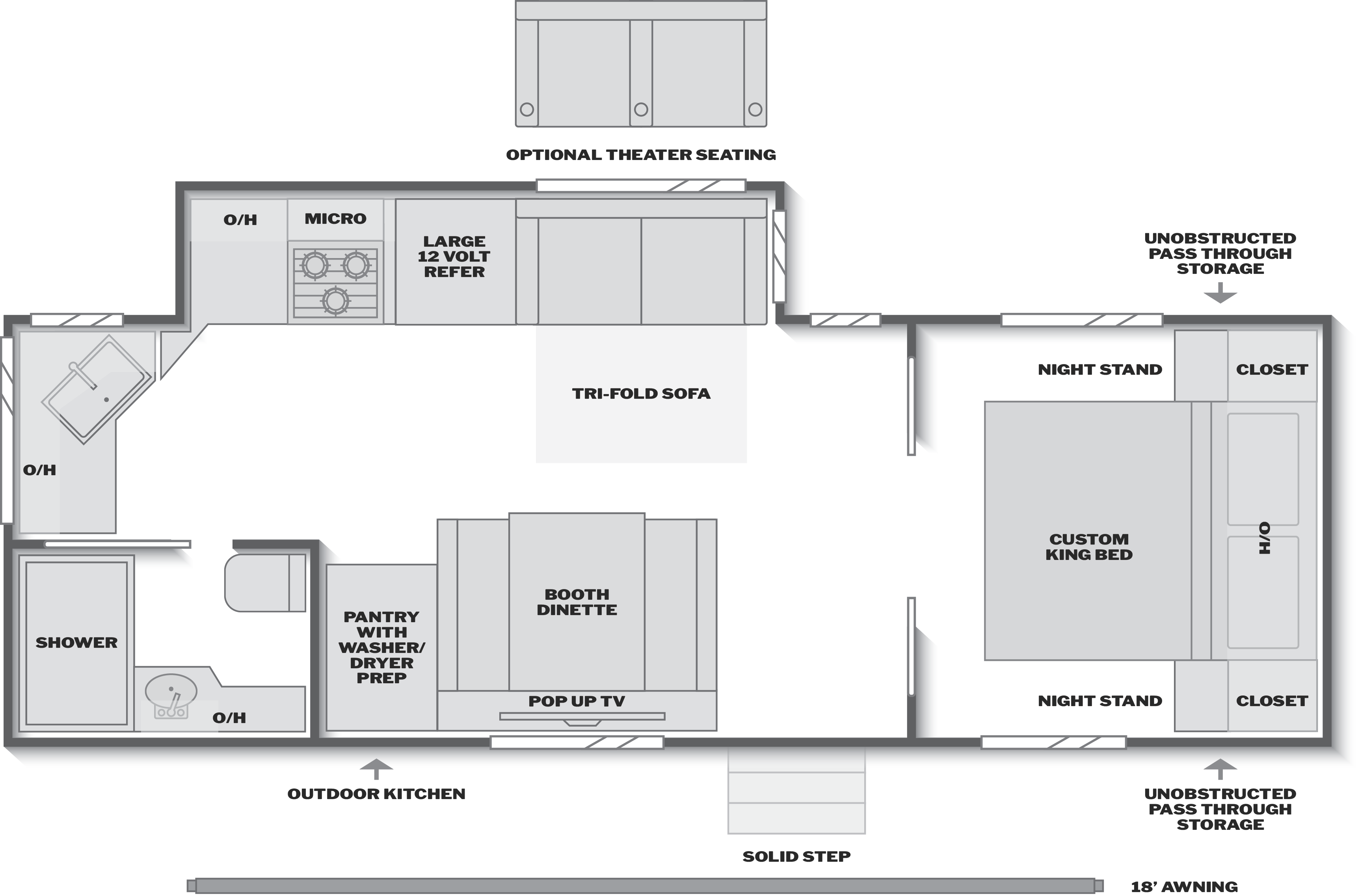 Floorplan of RV model 2340RBK