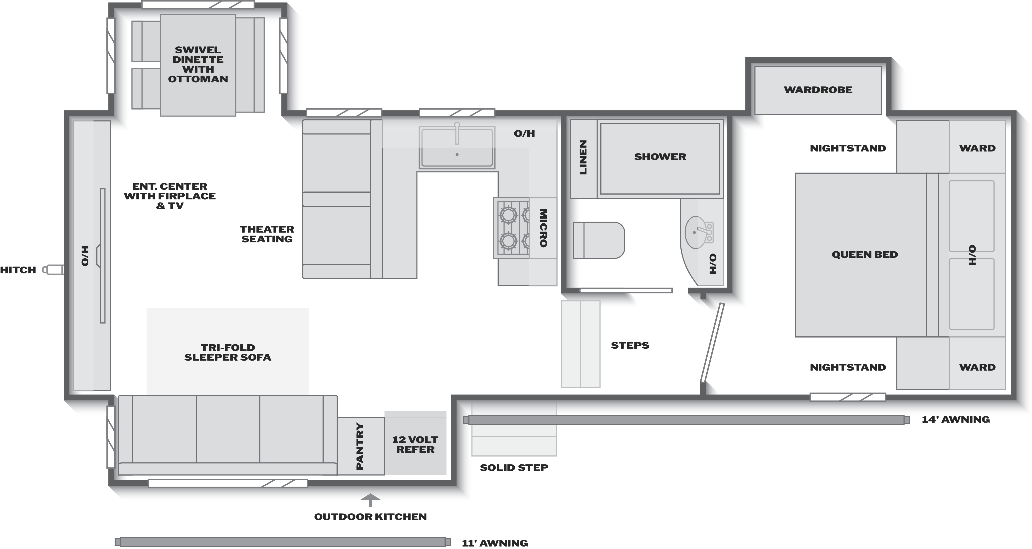 Floorplan of RV model 294SLRD
