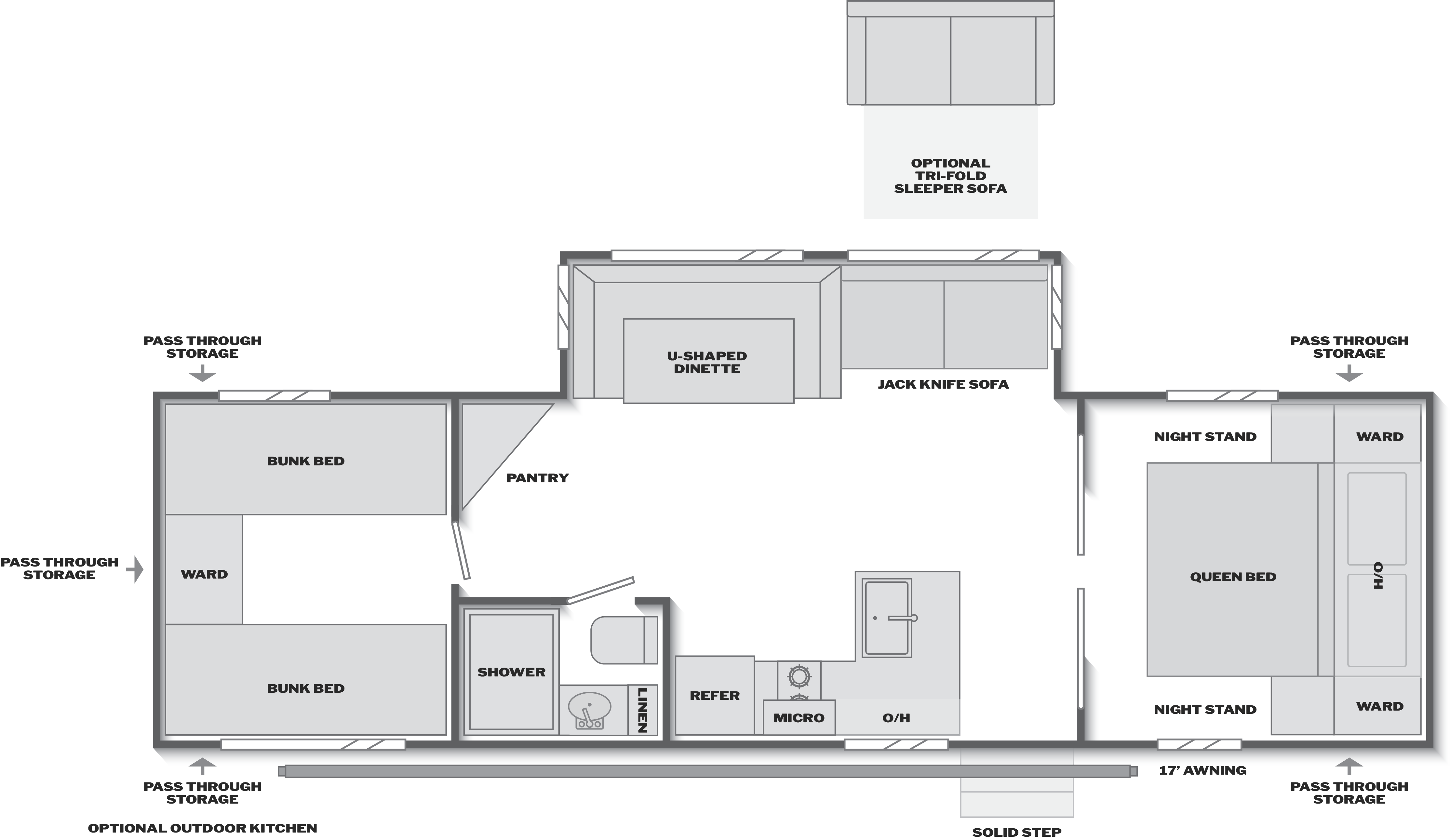 Floorplan of RV model 28QBC