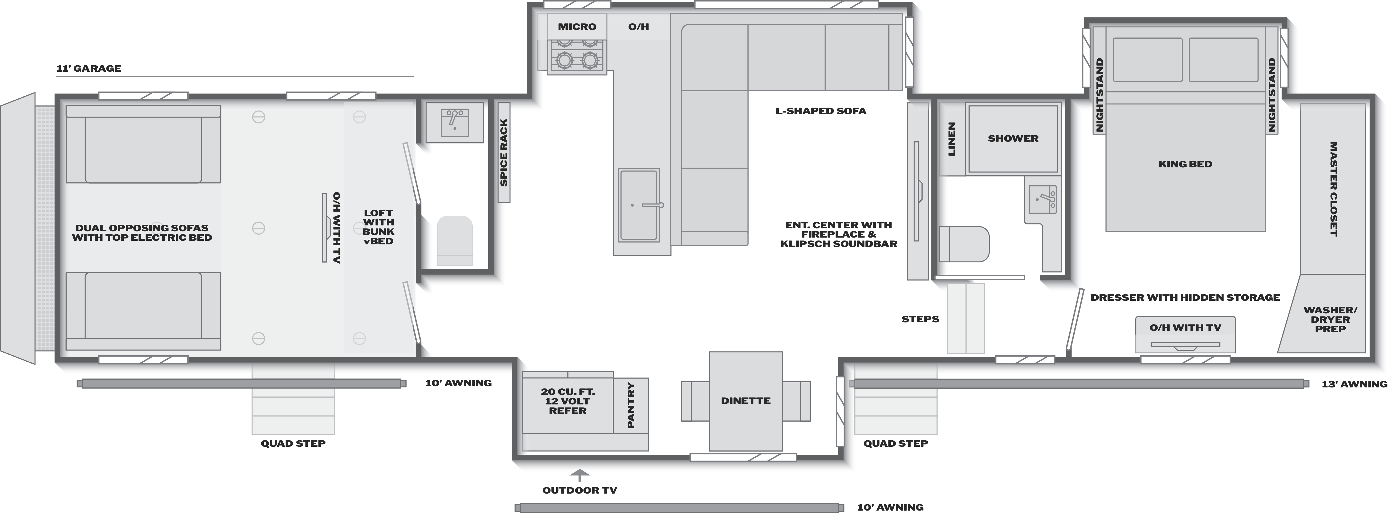 Floorplan of RV model 383
