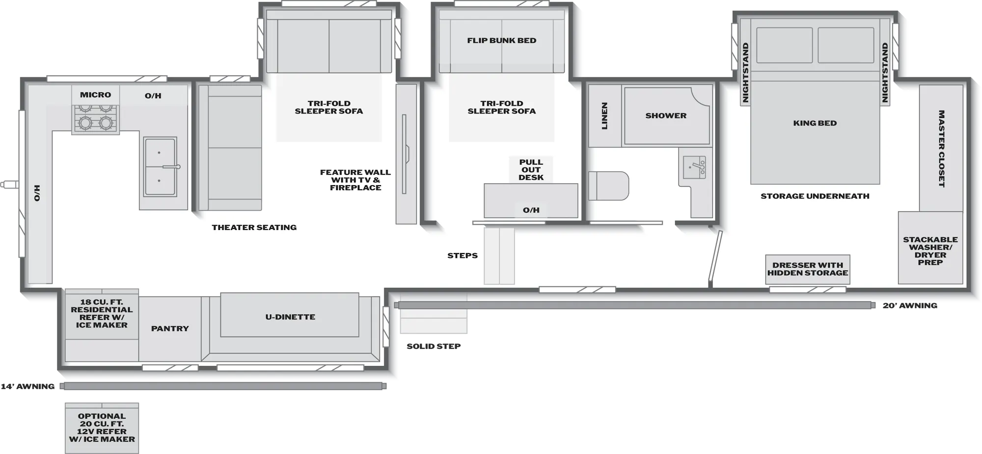 2027 Keystone Alpine Avalanche Edition 379MB floor plan diagram — Bunk House, sleeps 8
