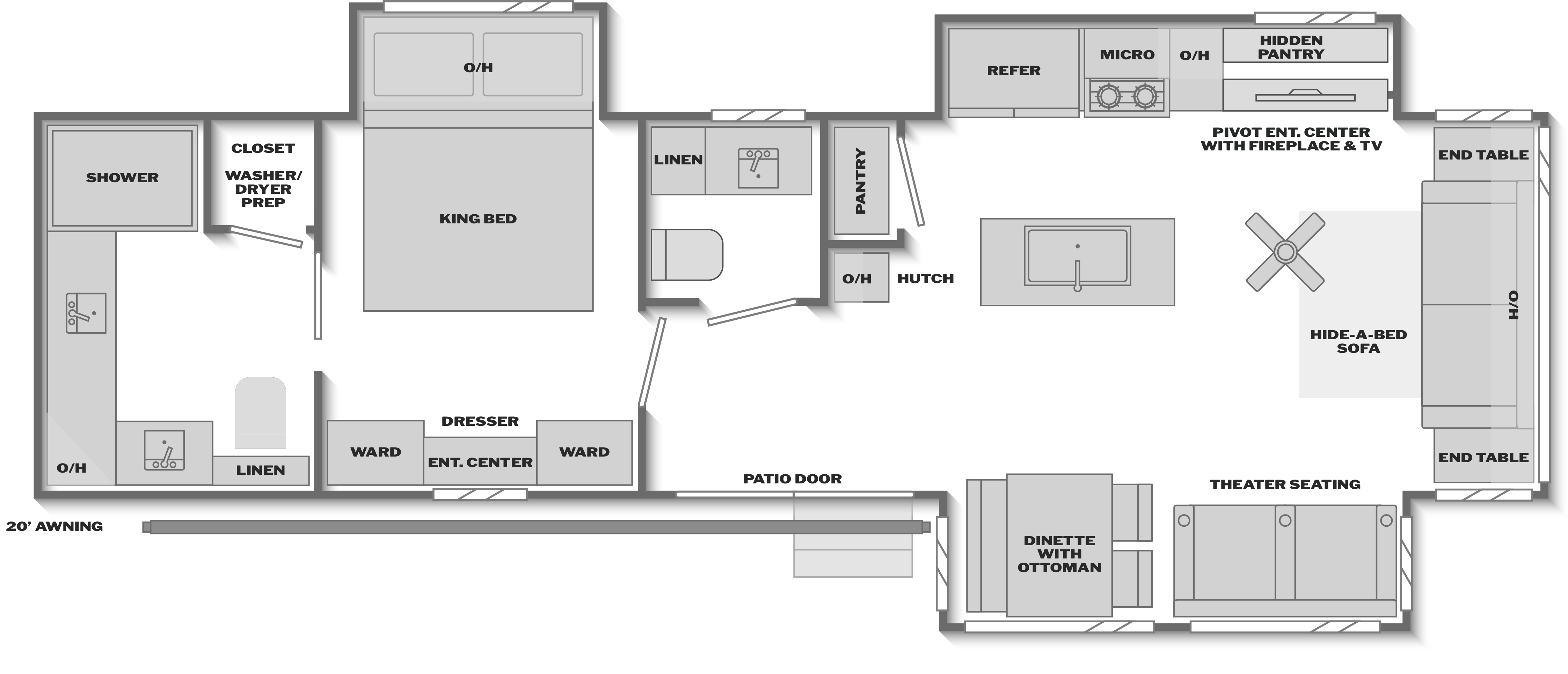Floorplan of RV model 372FDB