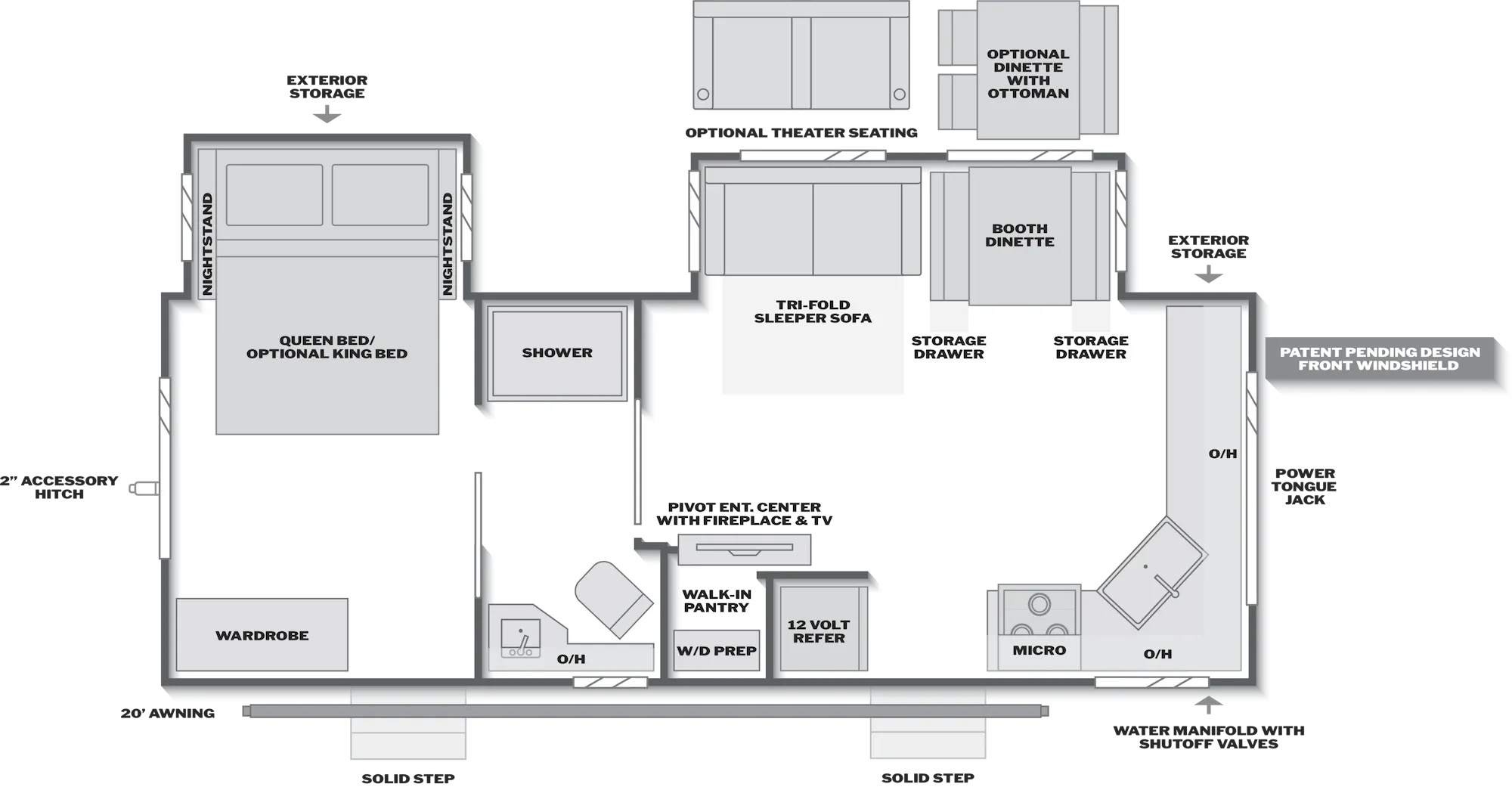 2027 Keystone Cougar Half-Ton 25FKD floor plan diagram — Travel Trailer, sleeps 6