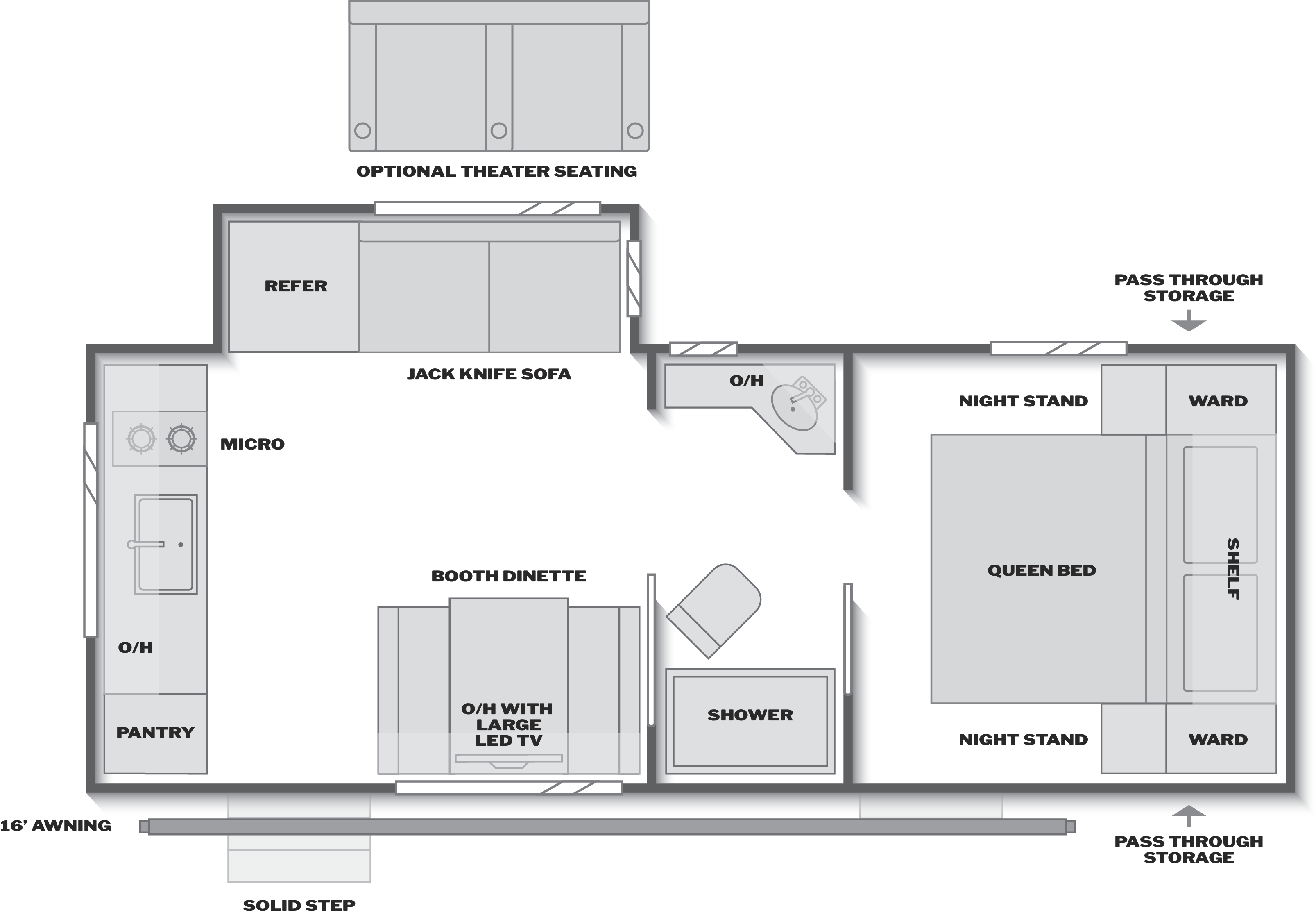 Floorplan of RV model 21RKC