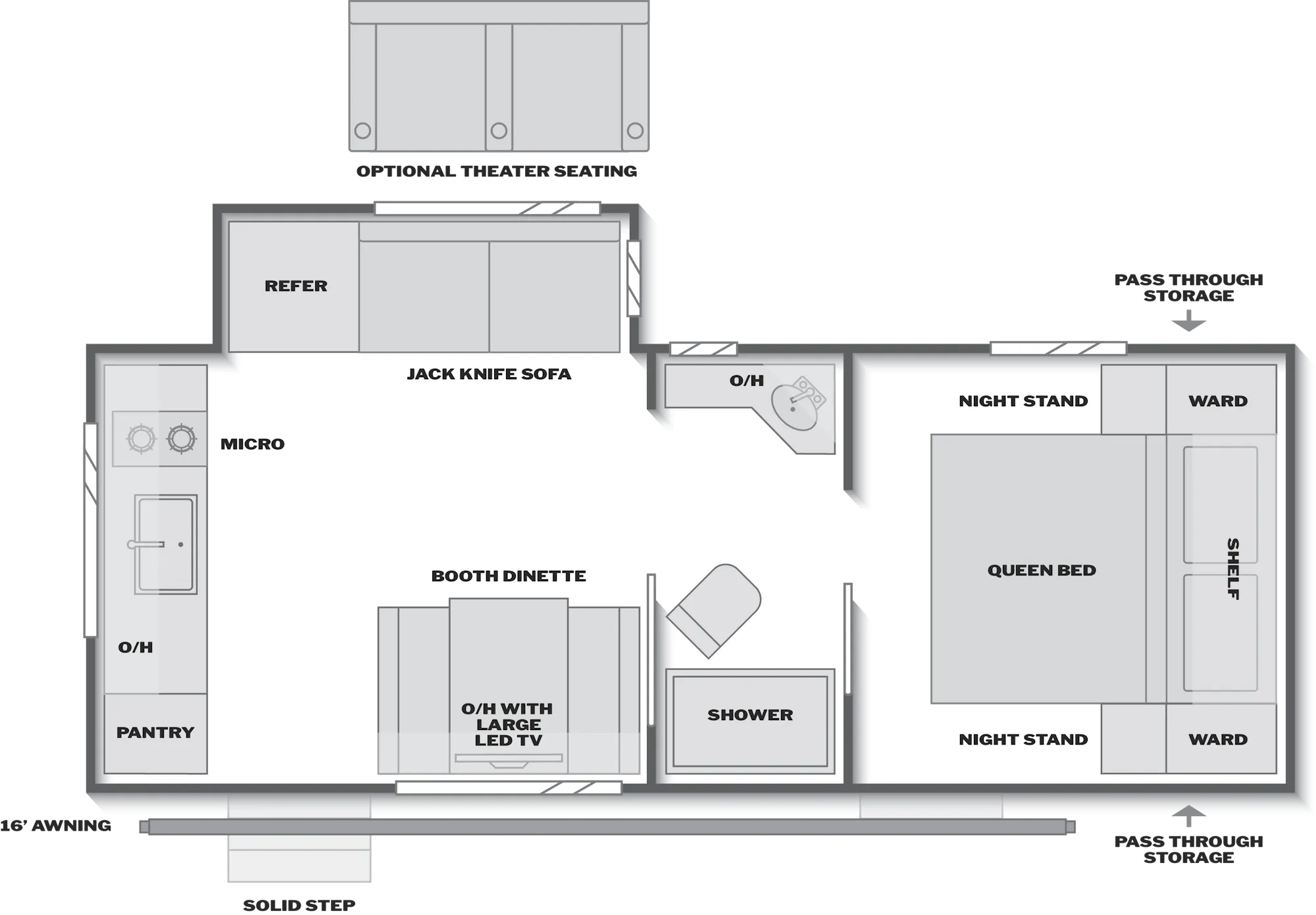 2027 Keystone Bullet Classic 21RKC floor plan diagram — Bunk House, sleeps 4