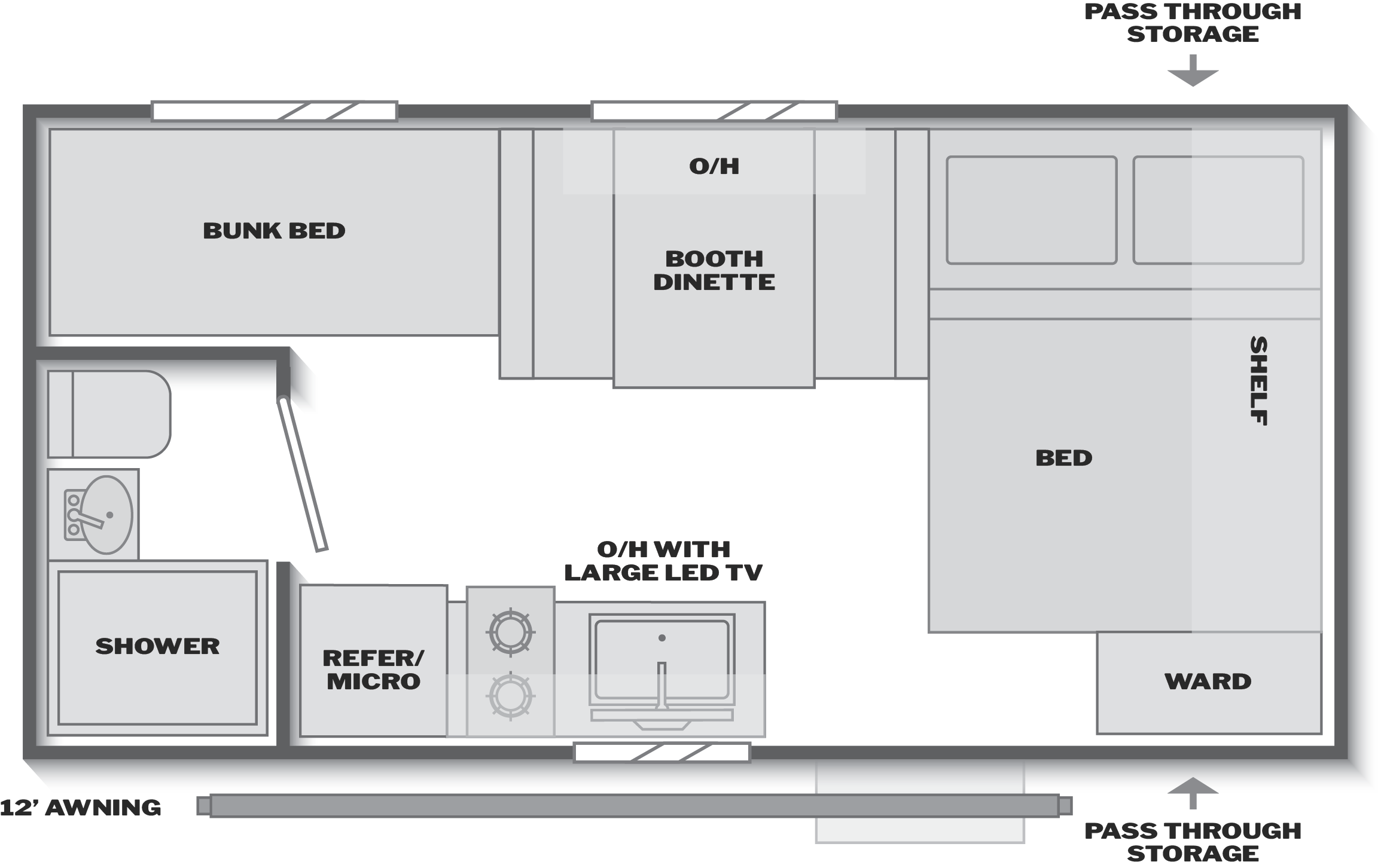 Floorplan of RV model 160BHC