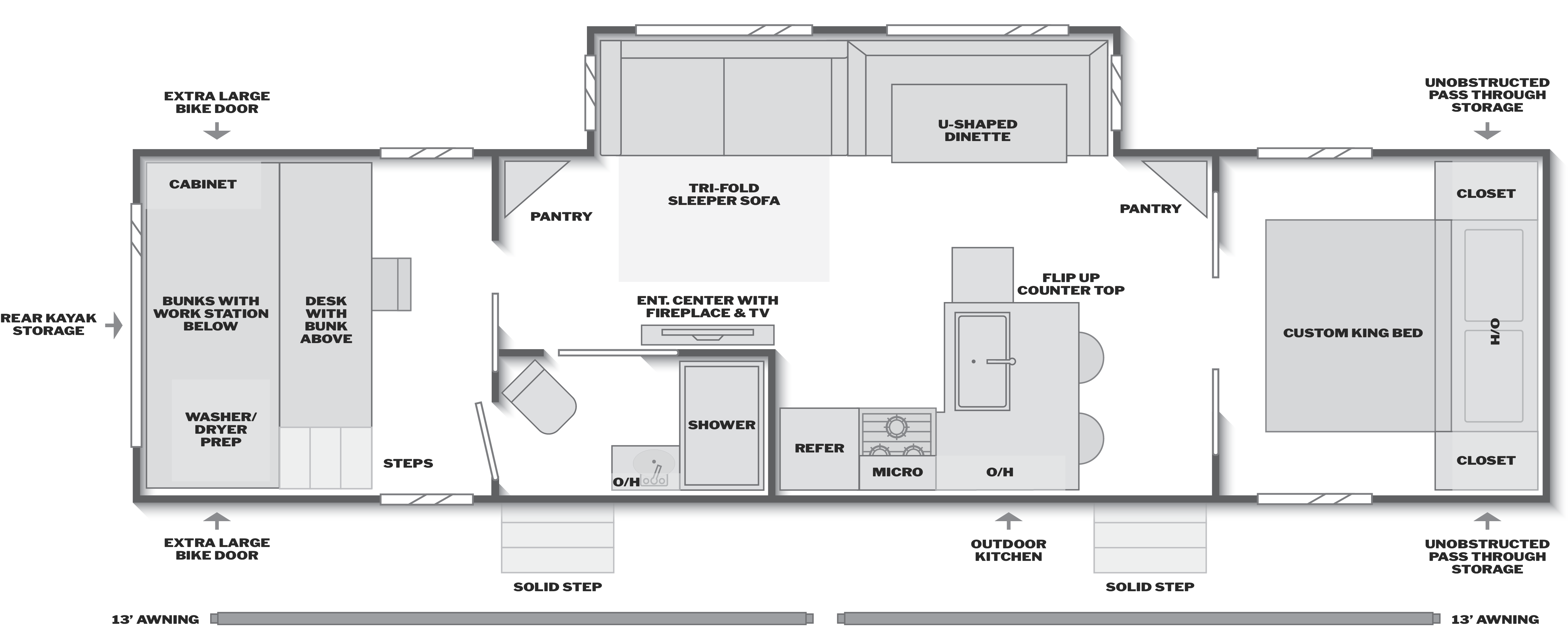 Floorplan of RV model 3310WFA