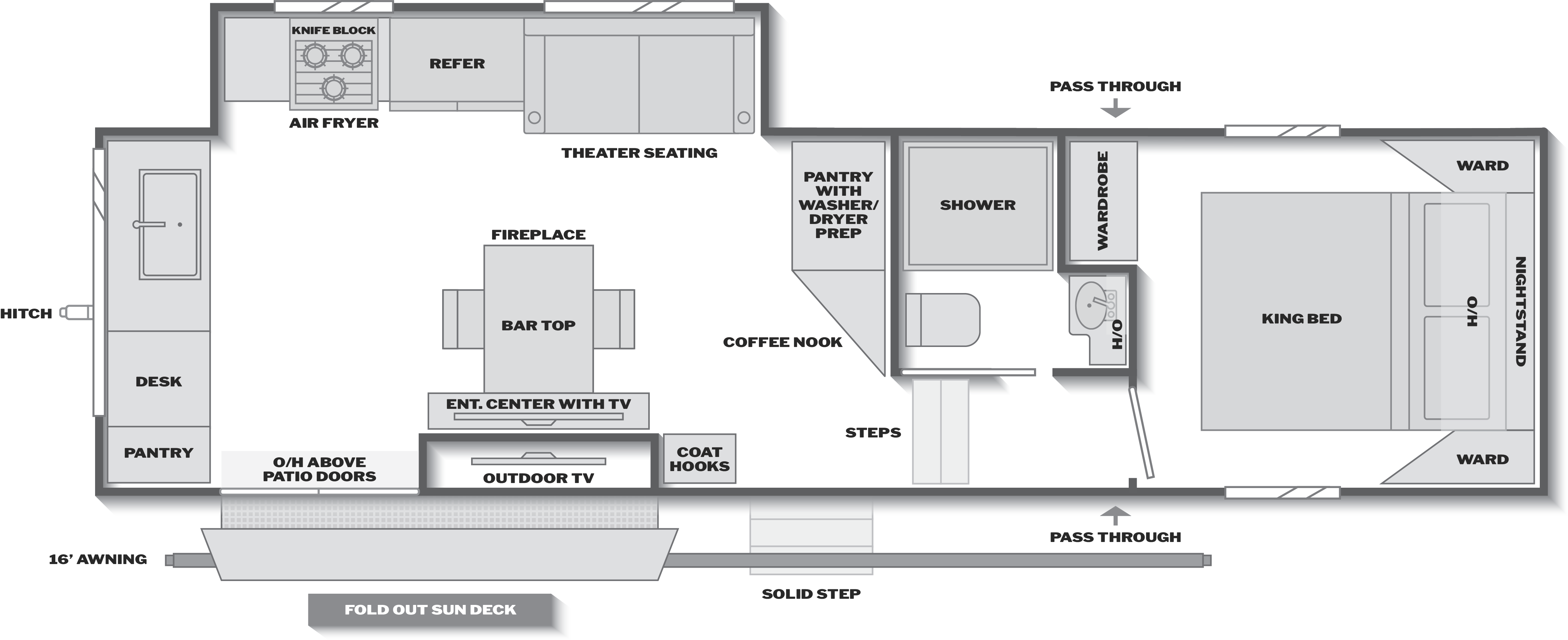 Floorplan of RV model 2800SUNDECK