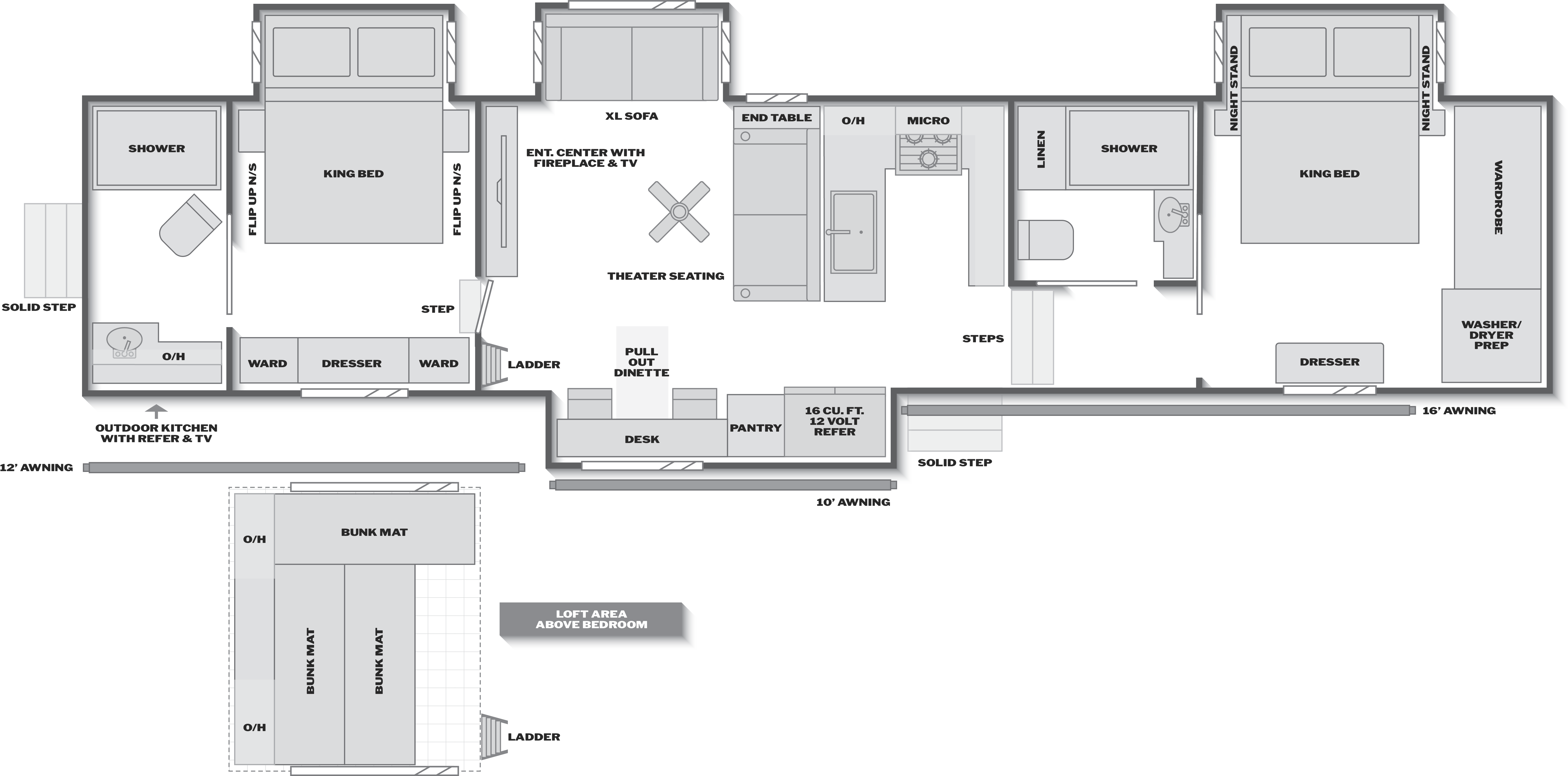 Floorplan of RV model 391TB